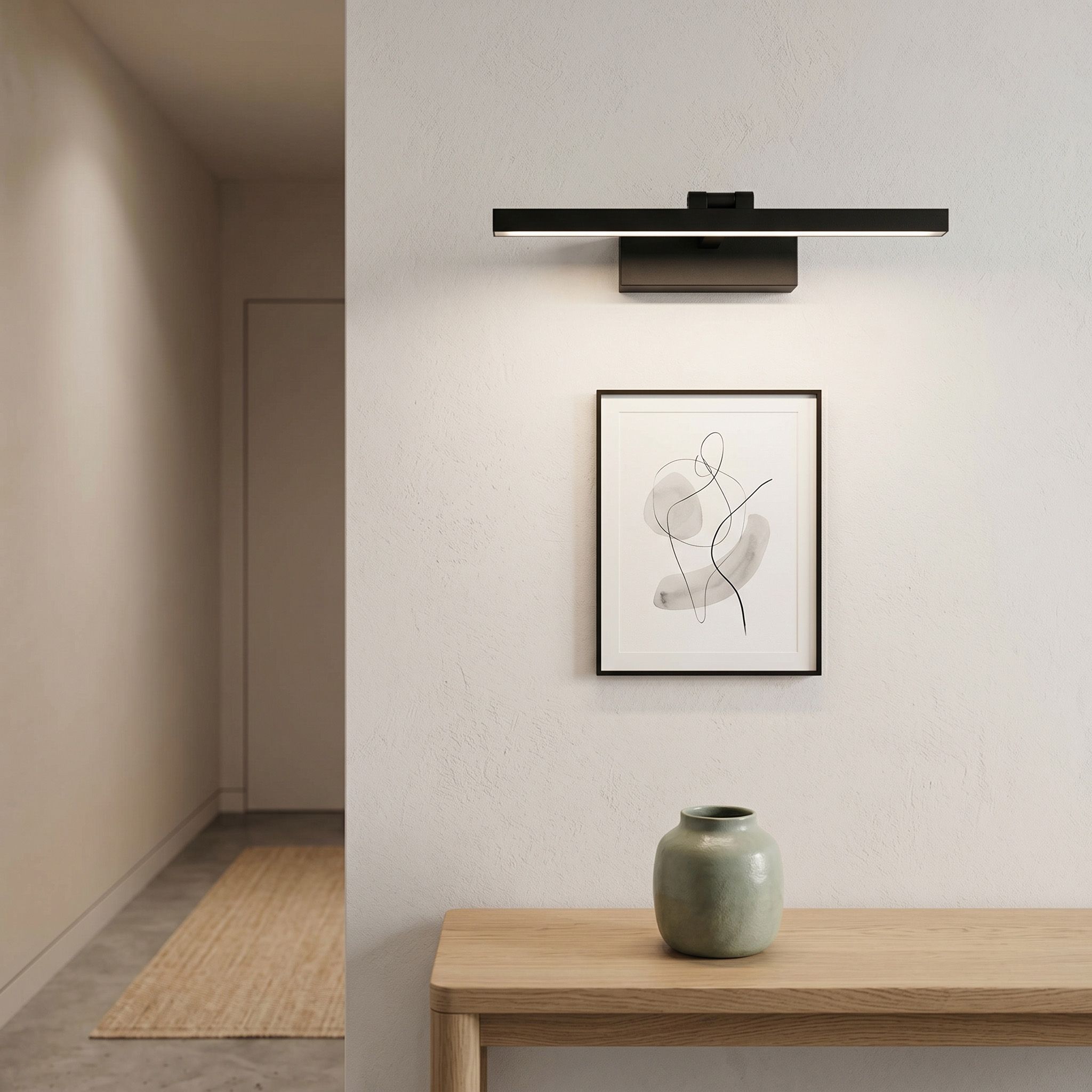 Toolight, LED nástenné svietidlo, 40cm, 6W, 4000K, 500lm, APP1866-1W, čierna matná, OSW-66022