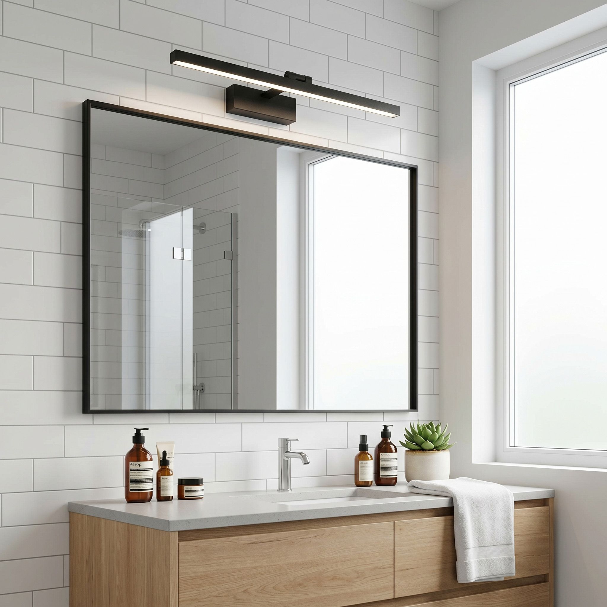Toolight, LED nástenné svietidlo, 60cm, 9W, 4000K, 500lm, APP1867-1W, čierna matná, OSW-66023