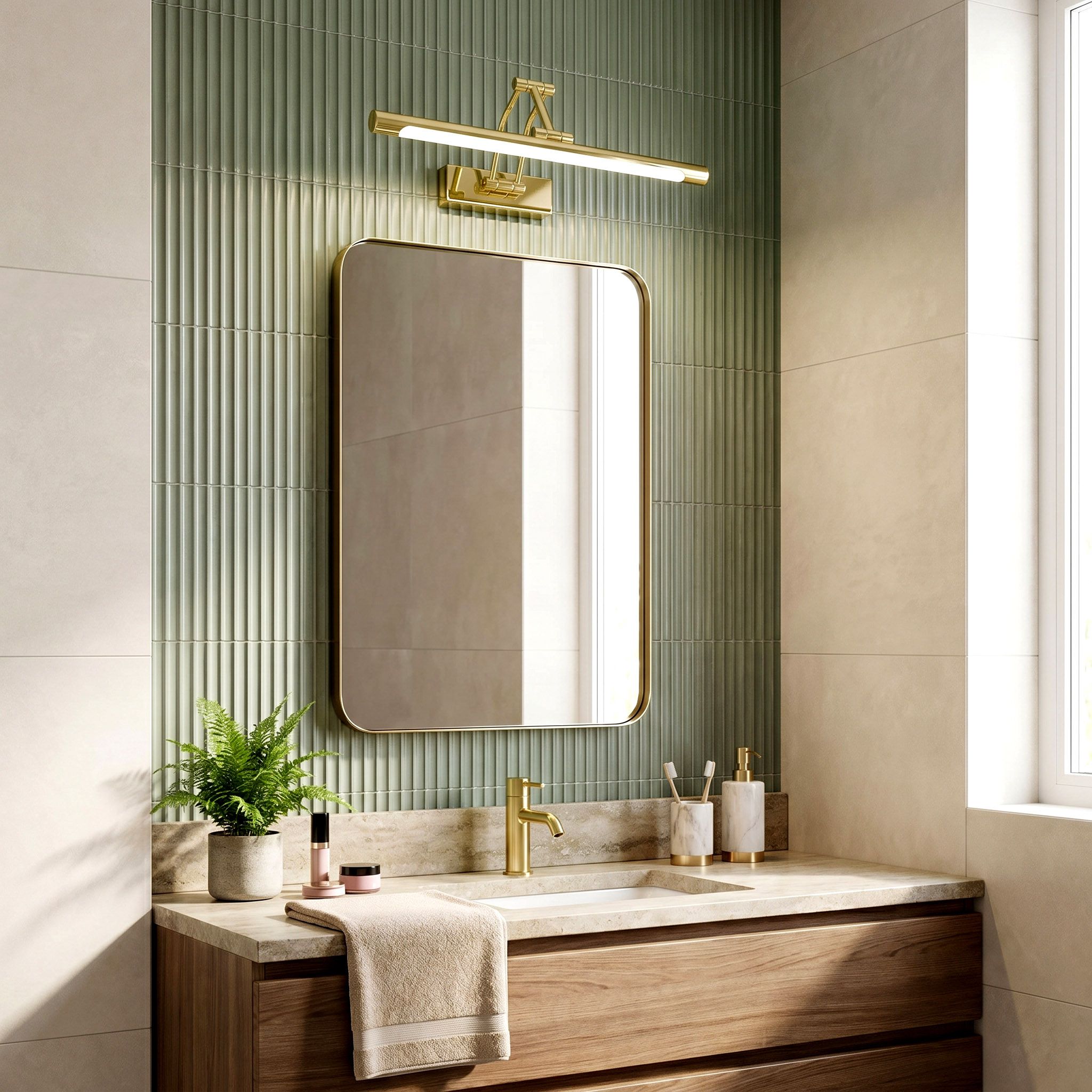 Toolight, LED nástenné svietidlo, 42cm, 8W, 4000K, 1000lm, SWE019-1W, zlatá lesklá, OSW-20118
