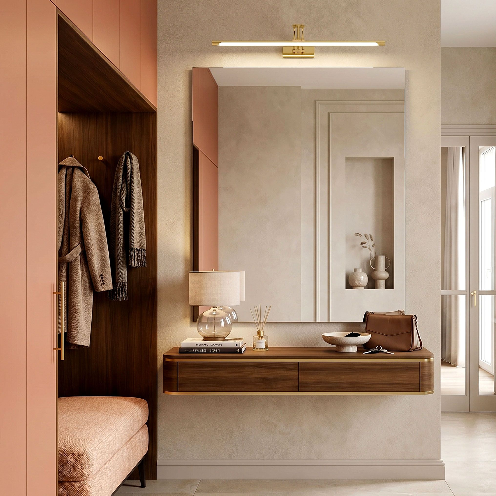 Toolight, LED nástenné svietidlo, 60cm, 12W, 4000K, 1500lm, SWE020-1W, zlatá lesklá, OSW-20119