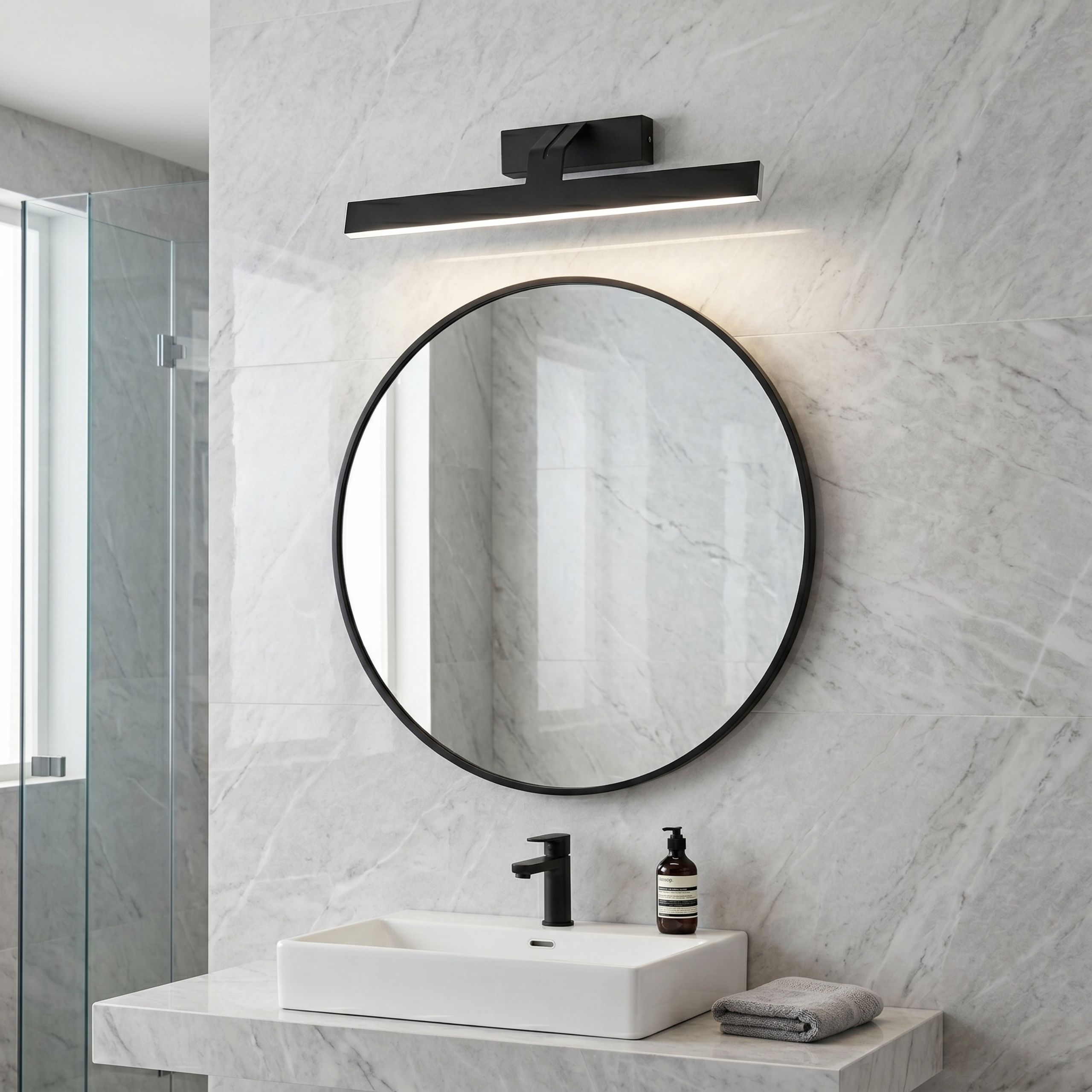 Toolight, LED nástenné svietidlo, 43cm, 8W, 4000K, 1000lm, SWE010-1W, čierna matná, OSW-20109