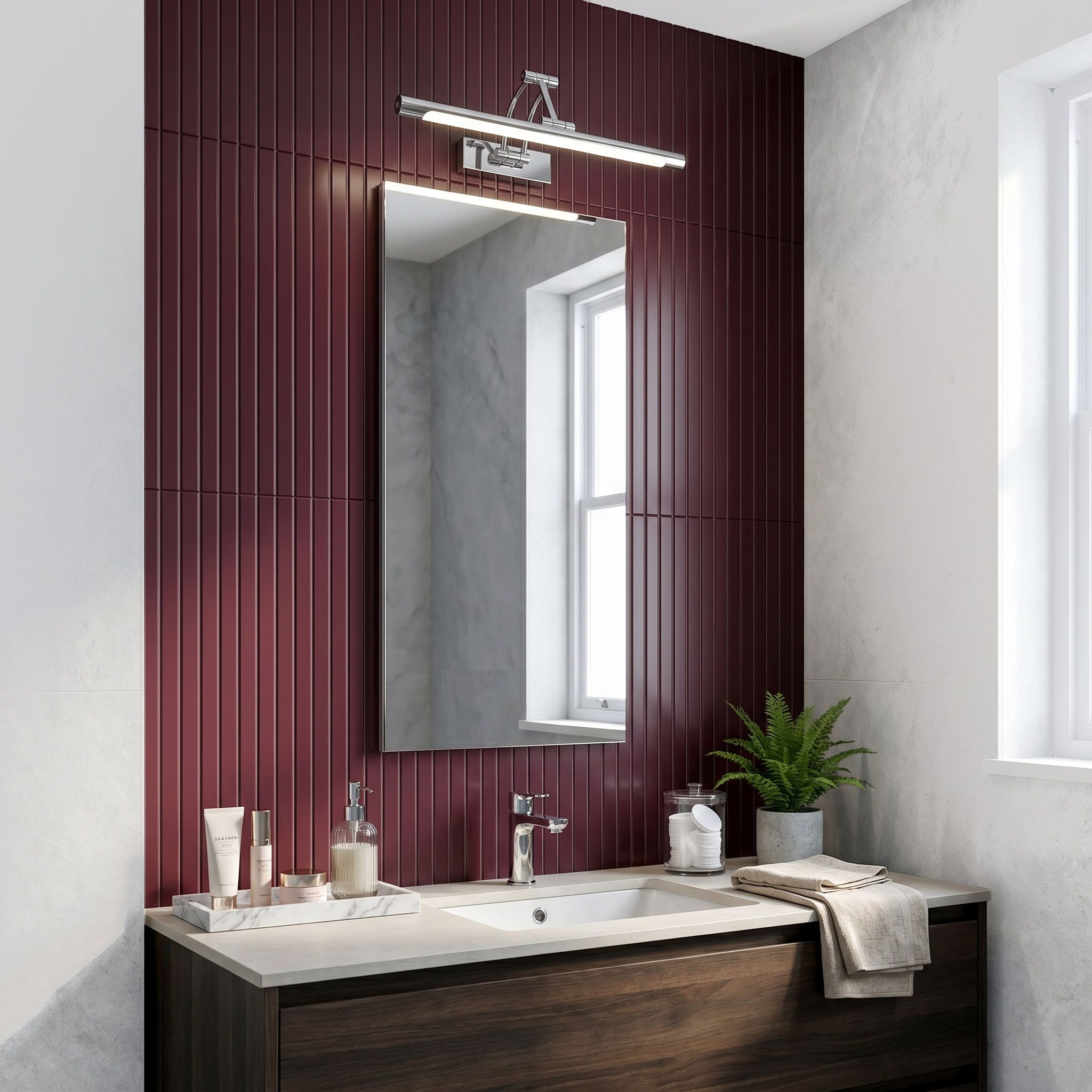 Toolight, LED nástenné svietidlo, 42cm, 8W, 4000K, 1000lm, SWE016-1W, chrómová, OSW-20115