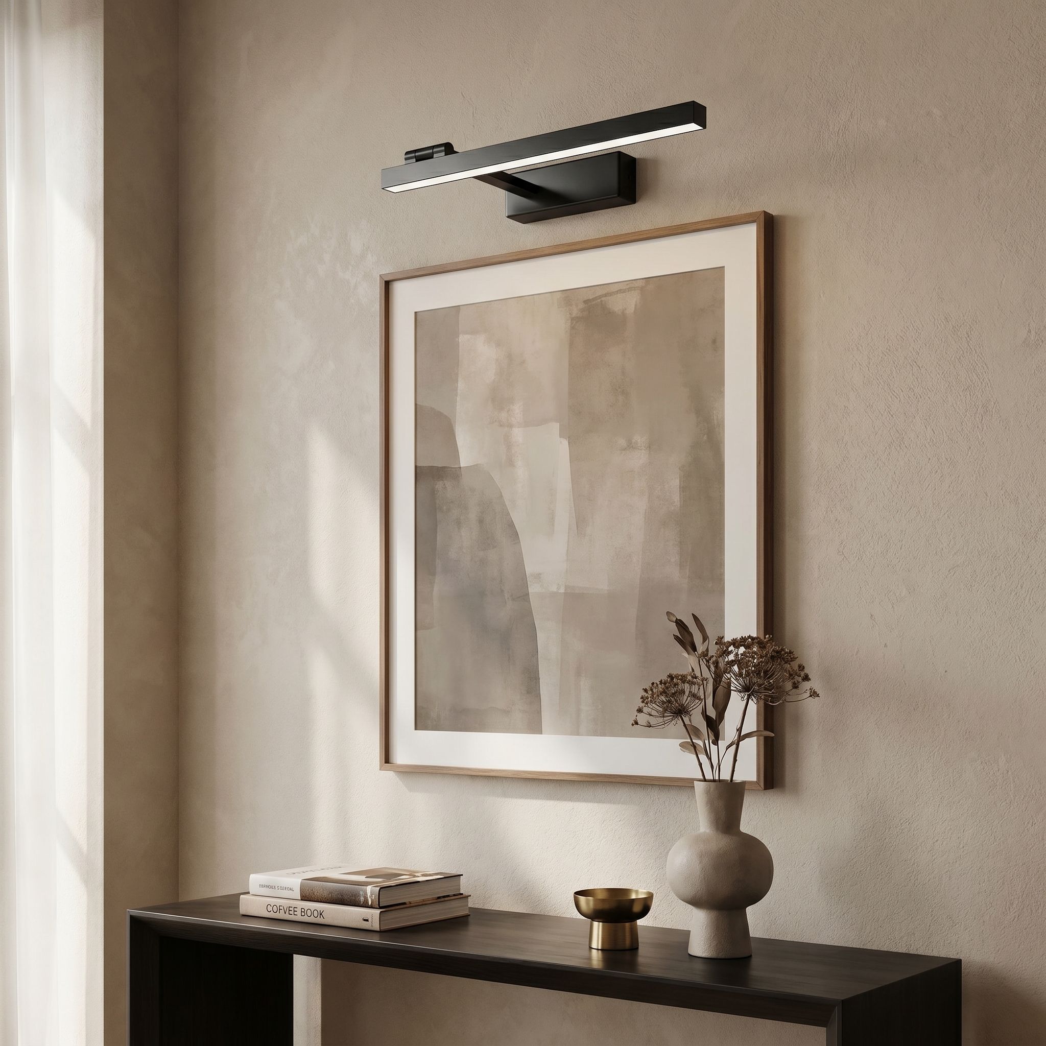 Toolight, LED nástenné svietidlo, 40cm, 8W, 4000K, 1500lm, SWE034-1W, čierna matná, OSW-20133