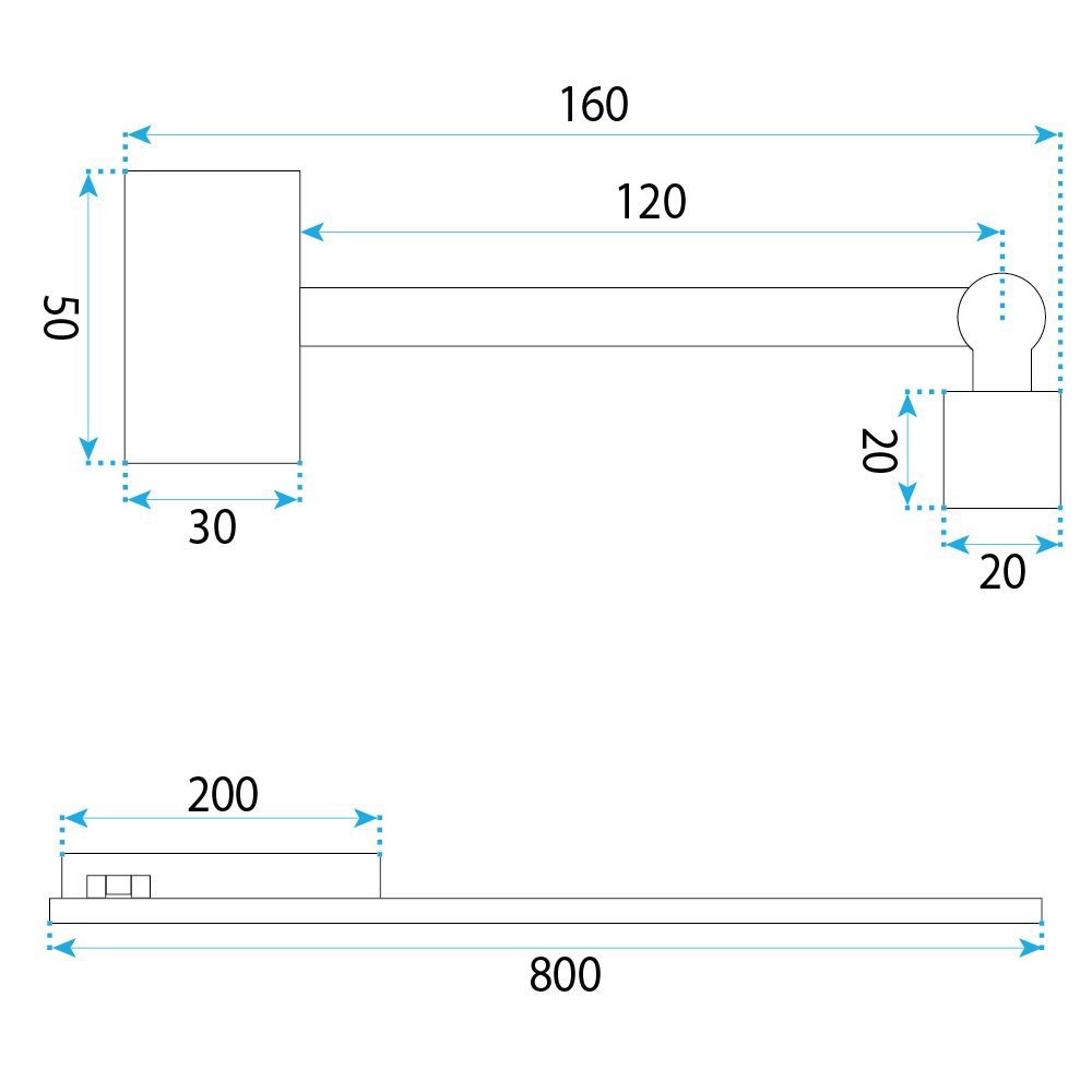 Toolight, LED nástenné svietidlo, 80cm, 16W, 4000K, 1500lm, SWE036-1W, čierna matná, OSW-20136