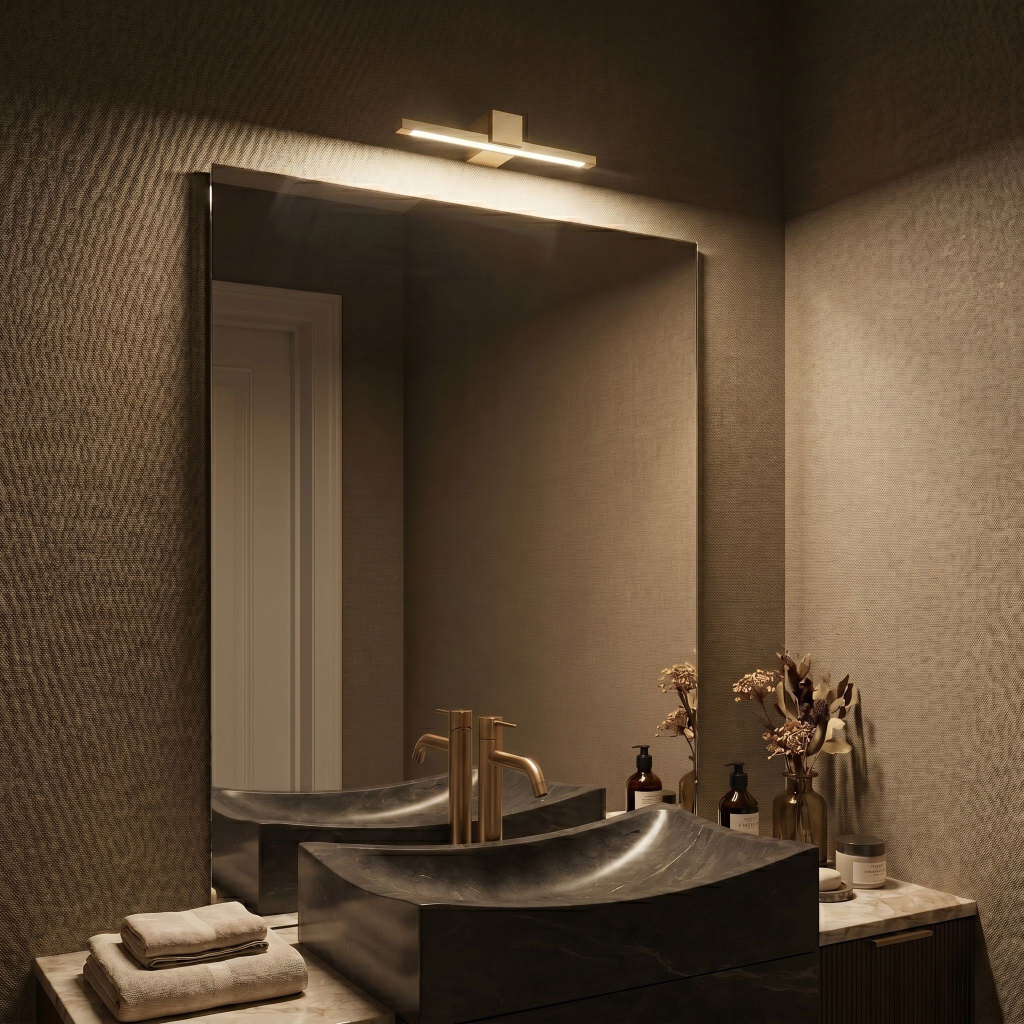 Toolight, LED nástenné svietidlo, 40cm, 8W, 4000K, 1000lm, SWE046-1W, zlatá matná, OSW-20146