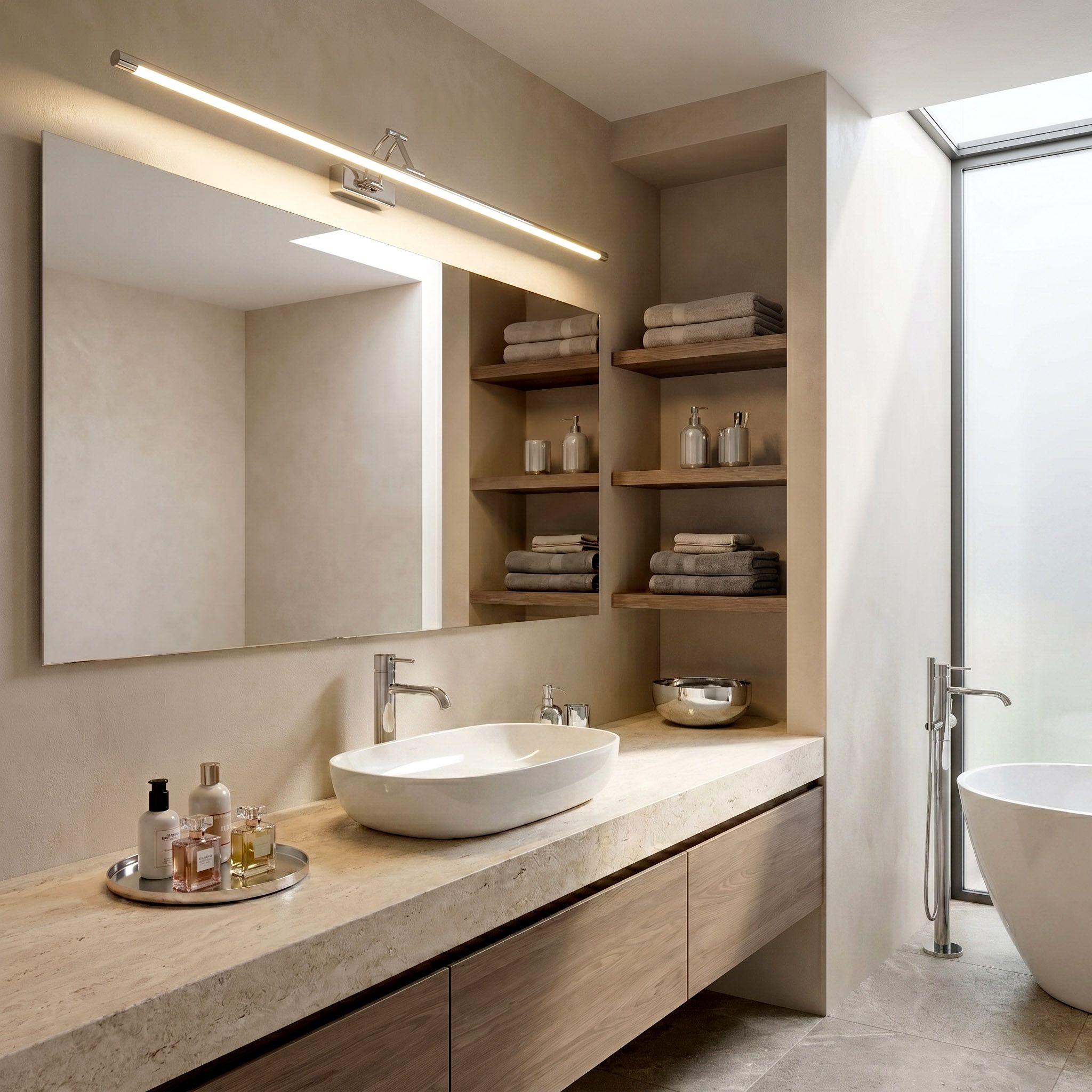 Toolight, LED nástenné svietidlo, 80cm, 16W, 4000K, 1000lm, SWE018-1W, chrómová, OSW-20117