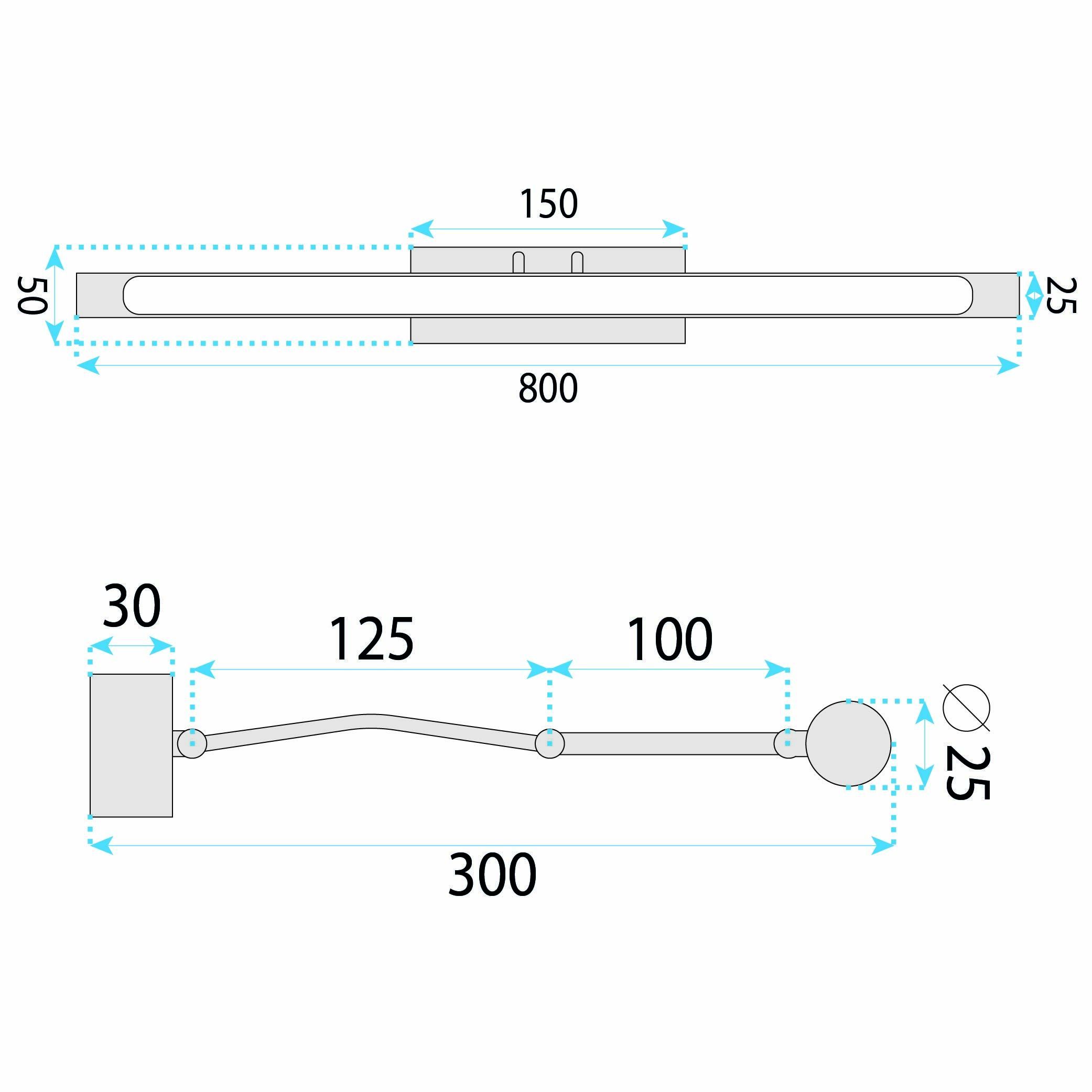 Toolight, LED nástenné svietidlo, 80cm, 16W, 4000K, 1000lm, SWE018-1W, chrómová, OSW-20117