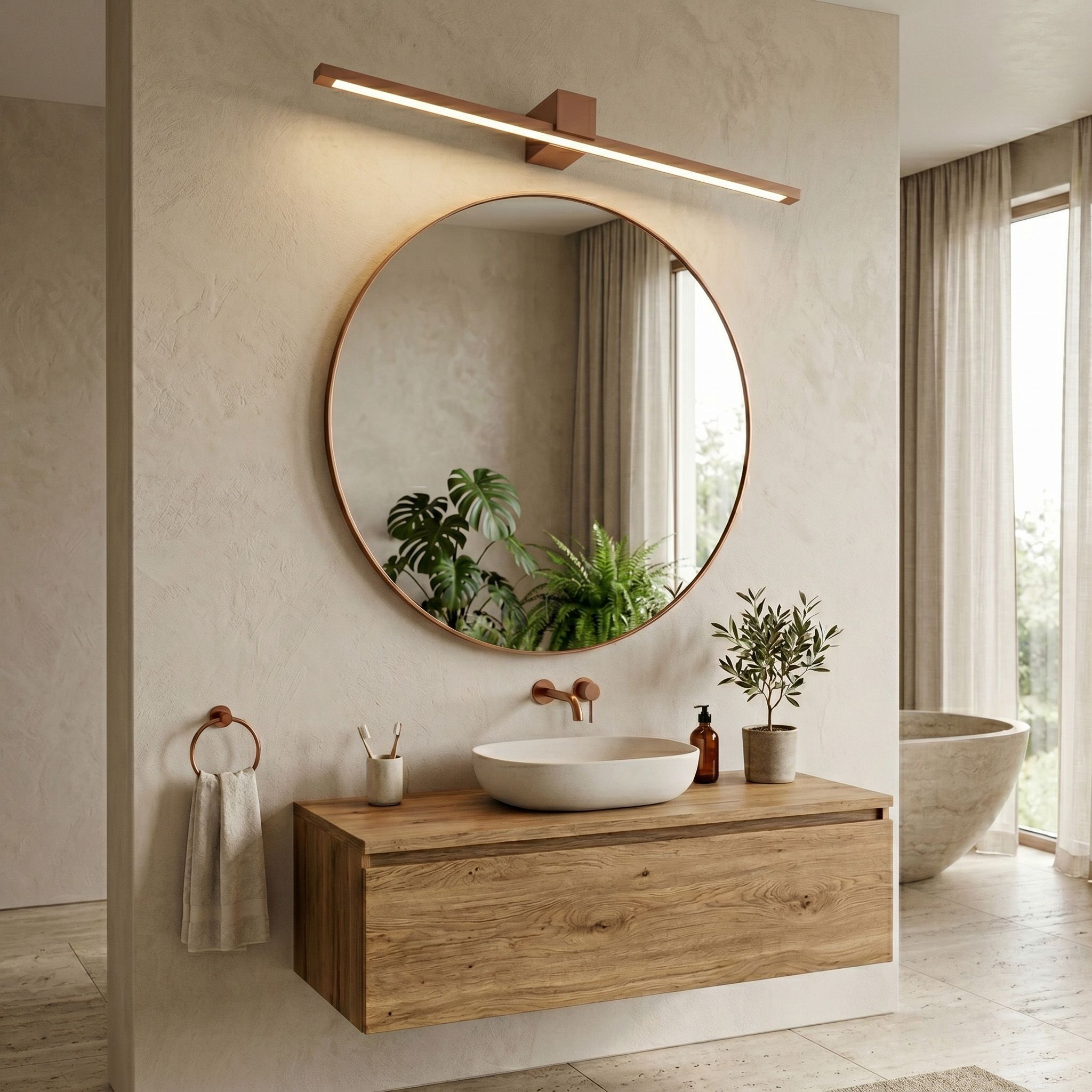 Toolight, LED nástenné svietidlo, 80cm, 20W, 4000K, 1500lm, SWE054-1W, medená matná, OSW-20154