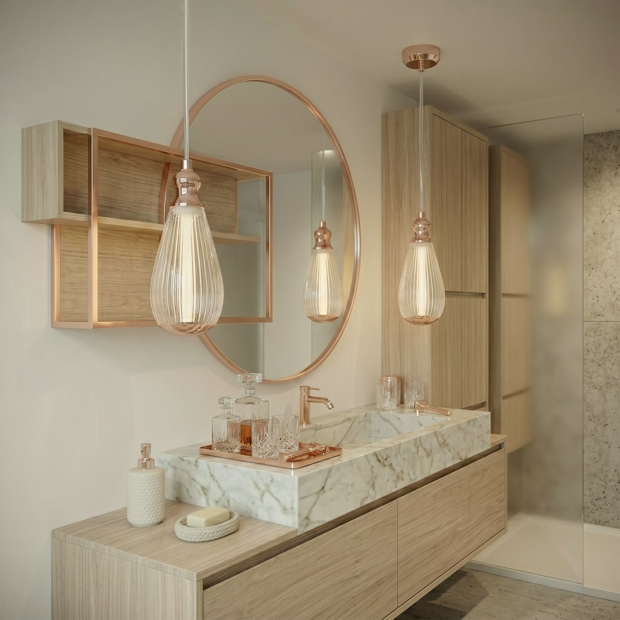 Toolight, LED závesné svietidlo, 8cm, 1W, 3000K, 500lm, LHJ120-CP, svetlé ružové zlato, OSW-03258