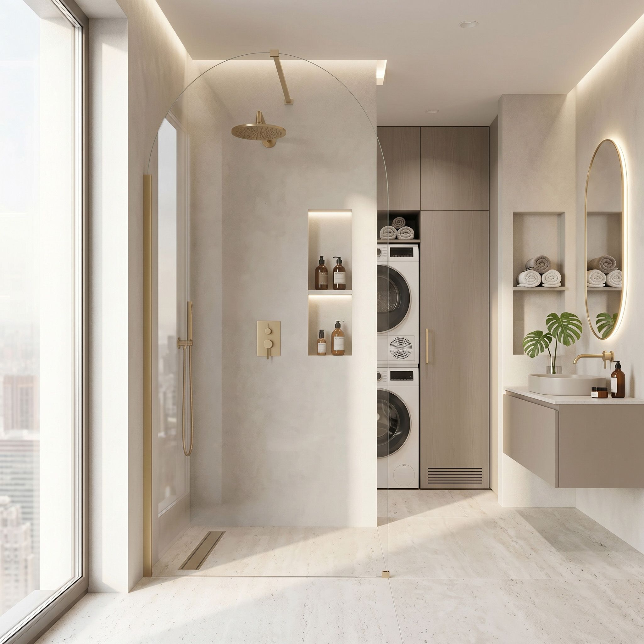 Rea Heaven, sprchová zástena Walk-in, 120 cm, zlatá matná, REA-K6682