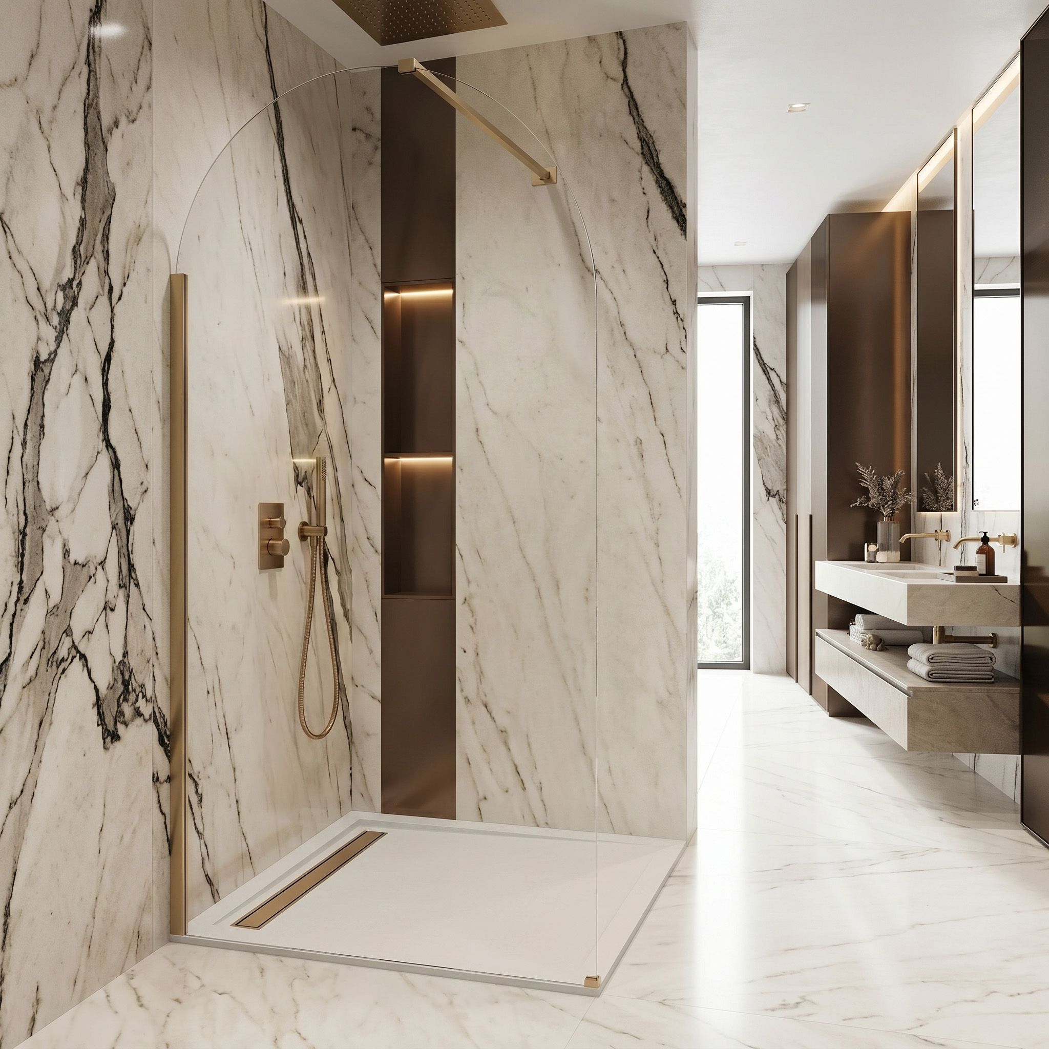 Rea Heaven, sprchová zástena Walk-in, 120 cm, zlatá matná, REA-K6682