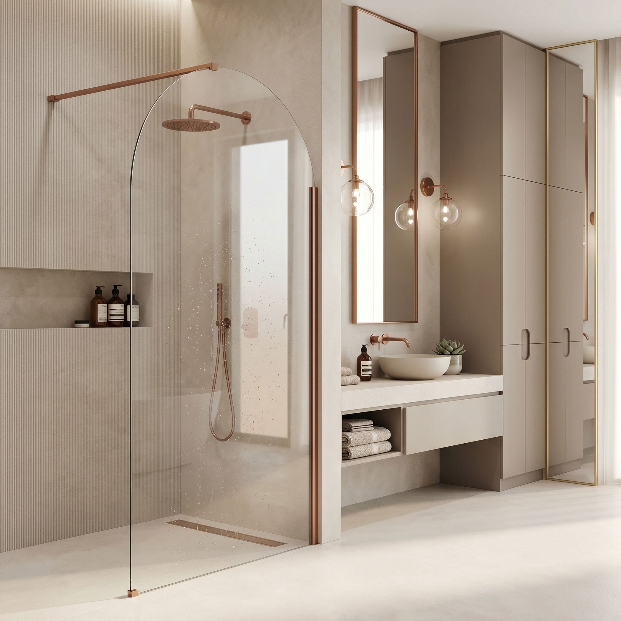 Rea Heaven, sprchová zástena Walk-in, 120 cm, medená matná, REA-K6689