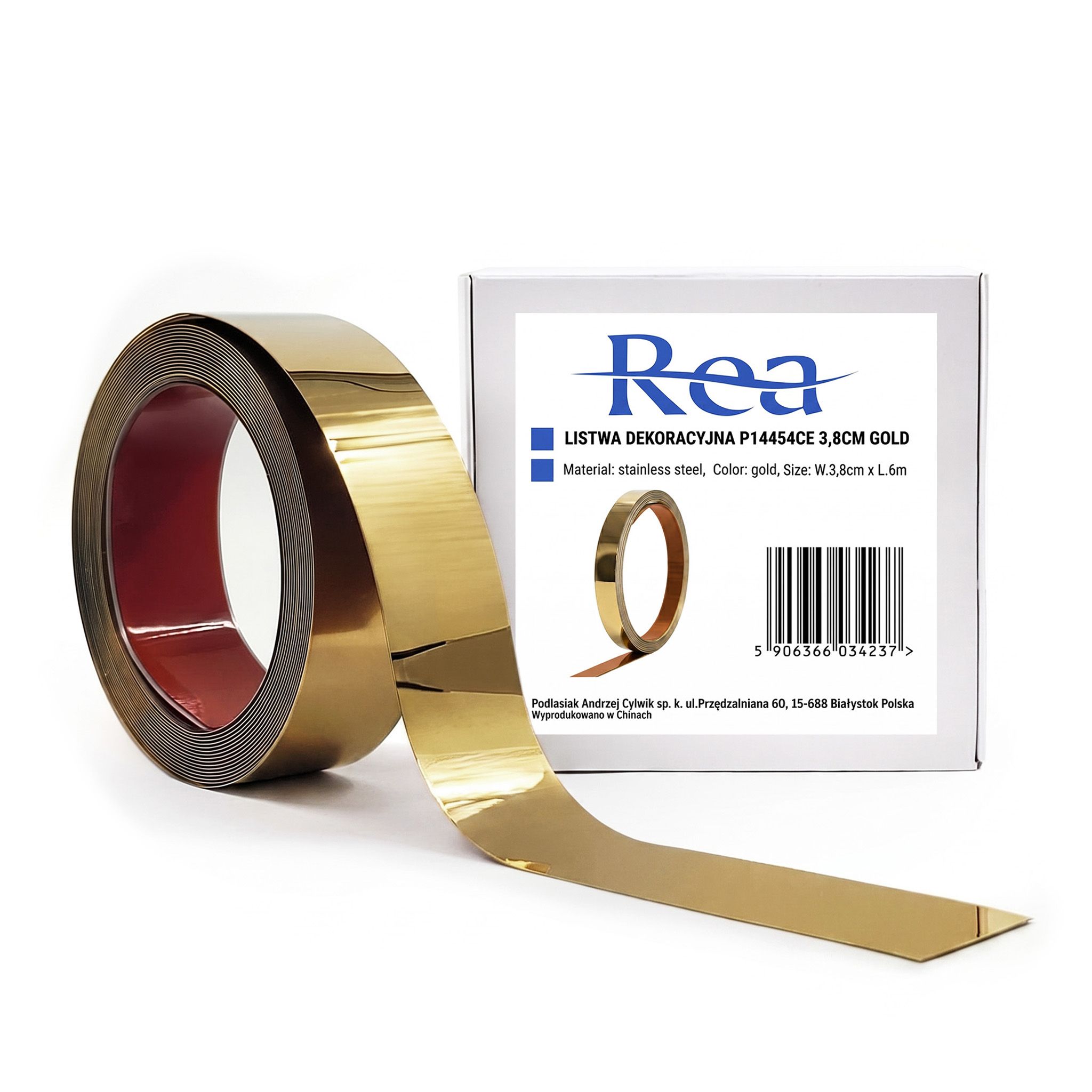 Rea, samolepiaca dekoratívna lišta, 3,8 cm, zlatá lesklá, HOM-09970