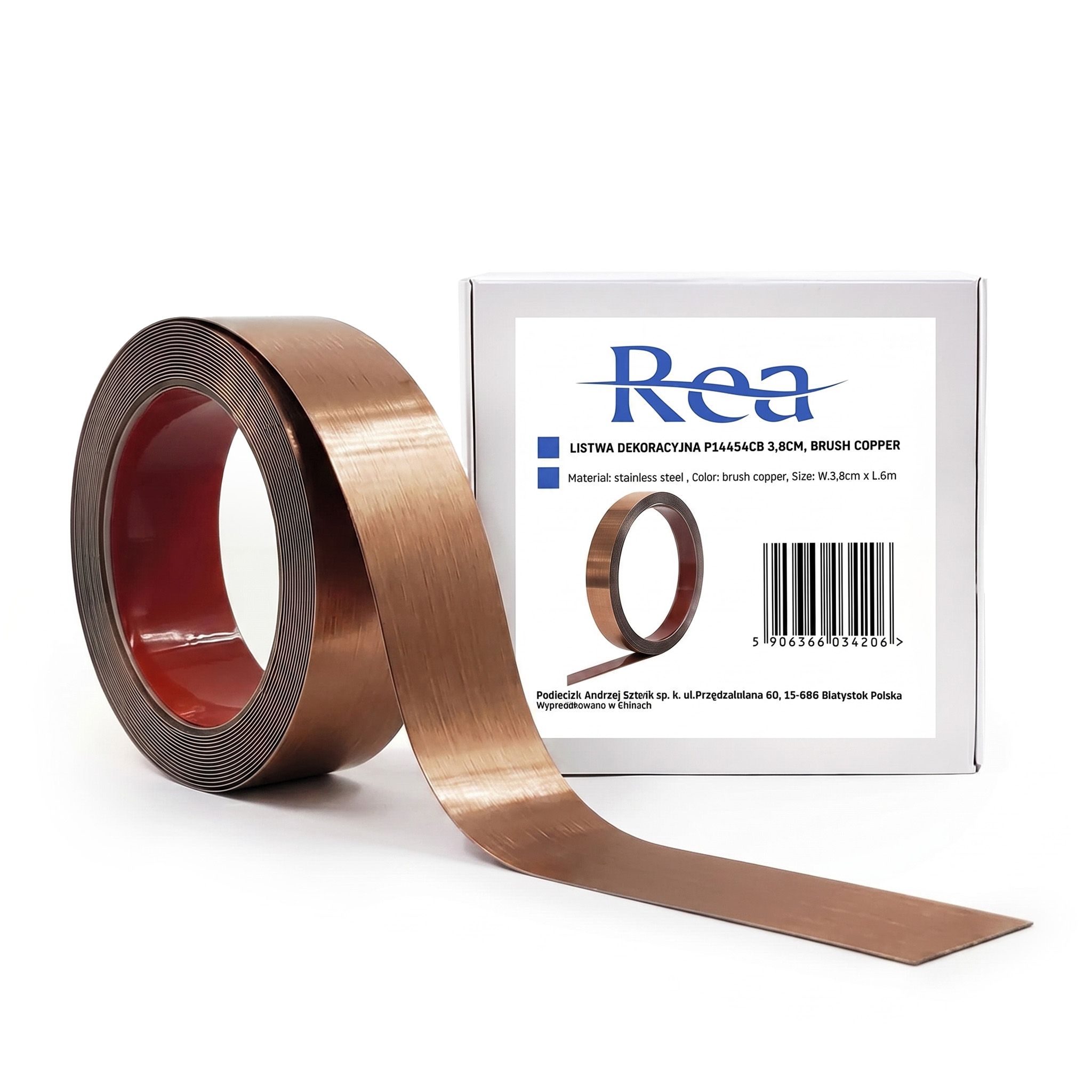 Rea, samolepiaca dekoratívna lišta, 3,8 cm, medená matná, HOM-09987
