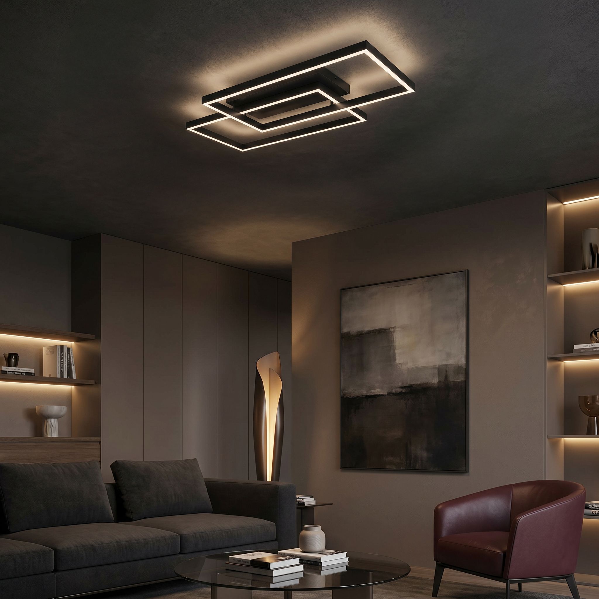 Toolight, LED stropné svietidlo, 80cm, 50W, 4000K, 4000lm, SWE059-C, čierna matná, OSW-20159