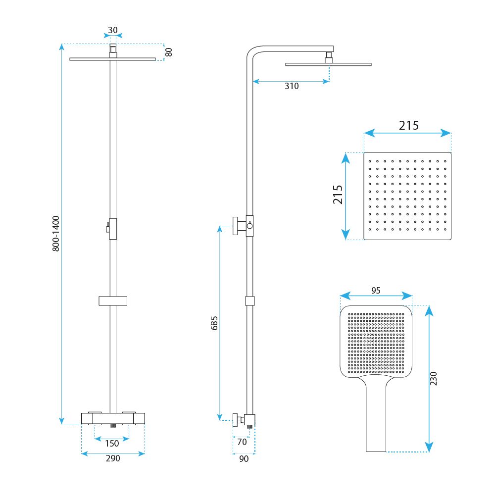 Rea Atrium, sprchový set s termostatom, zlatá matná, REA-P8922