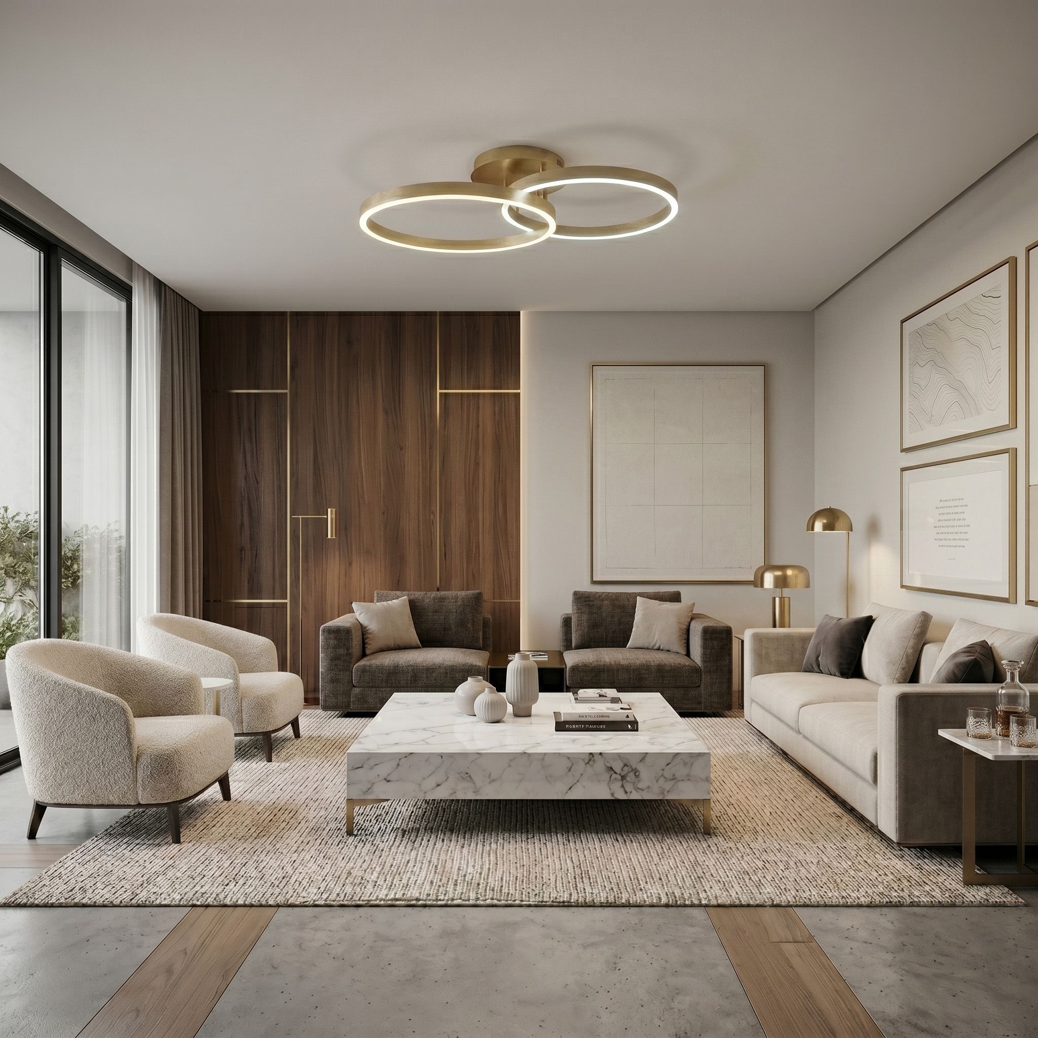 Toolight, LED stropné svietidlo, 85cm, 35W, 4000K, 3000lm, SWE062-C, zlatá matná, OSW-20162