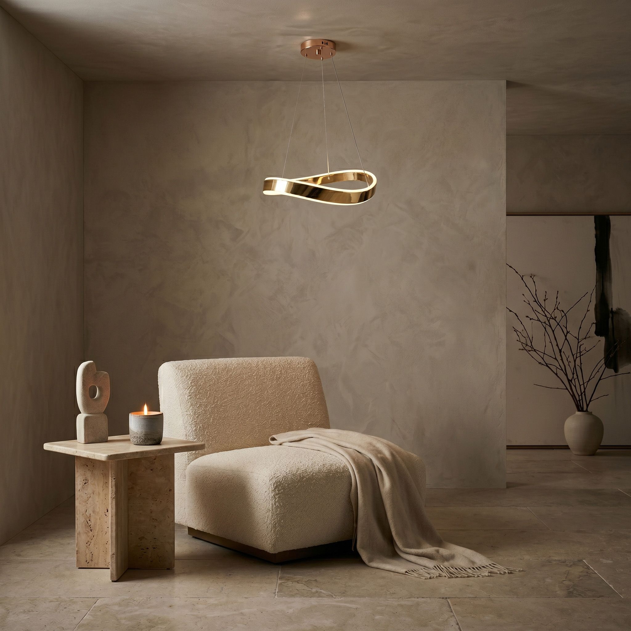 Toolight, LED závesné svietidlo, 40cm, 35W, 4000K, 3000lm, SWE064-CP, zlatá lesklá, OSW-20164