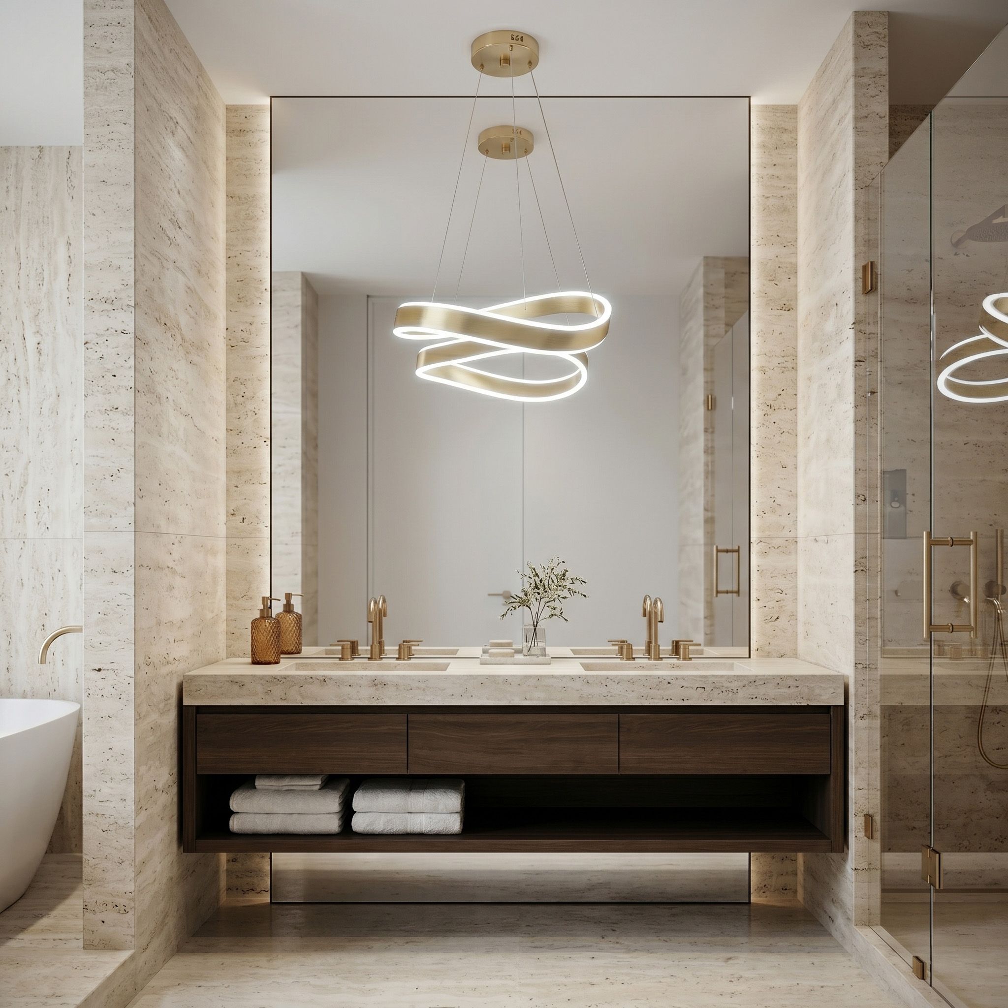 Toolight, LED závesné svietidlo, 40cm, 35W, 4000K, 3000lm, SWE065-CP, zlatá matná, OSW-20165