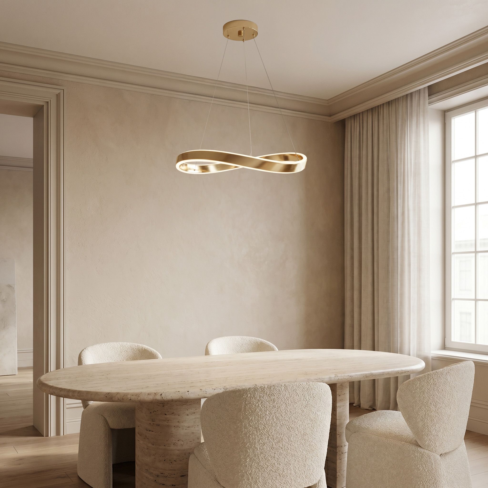 Toolight, LED závesné svietidlo, 60cm, 50W, 4000K, SWE066-CP, 4000lm, zlatá lesklá, OSW-20166