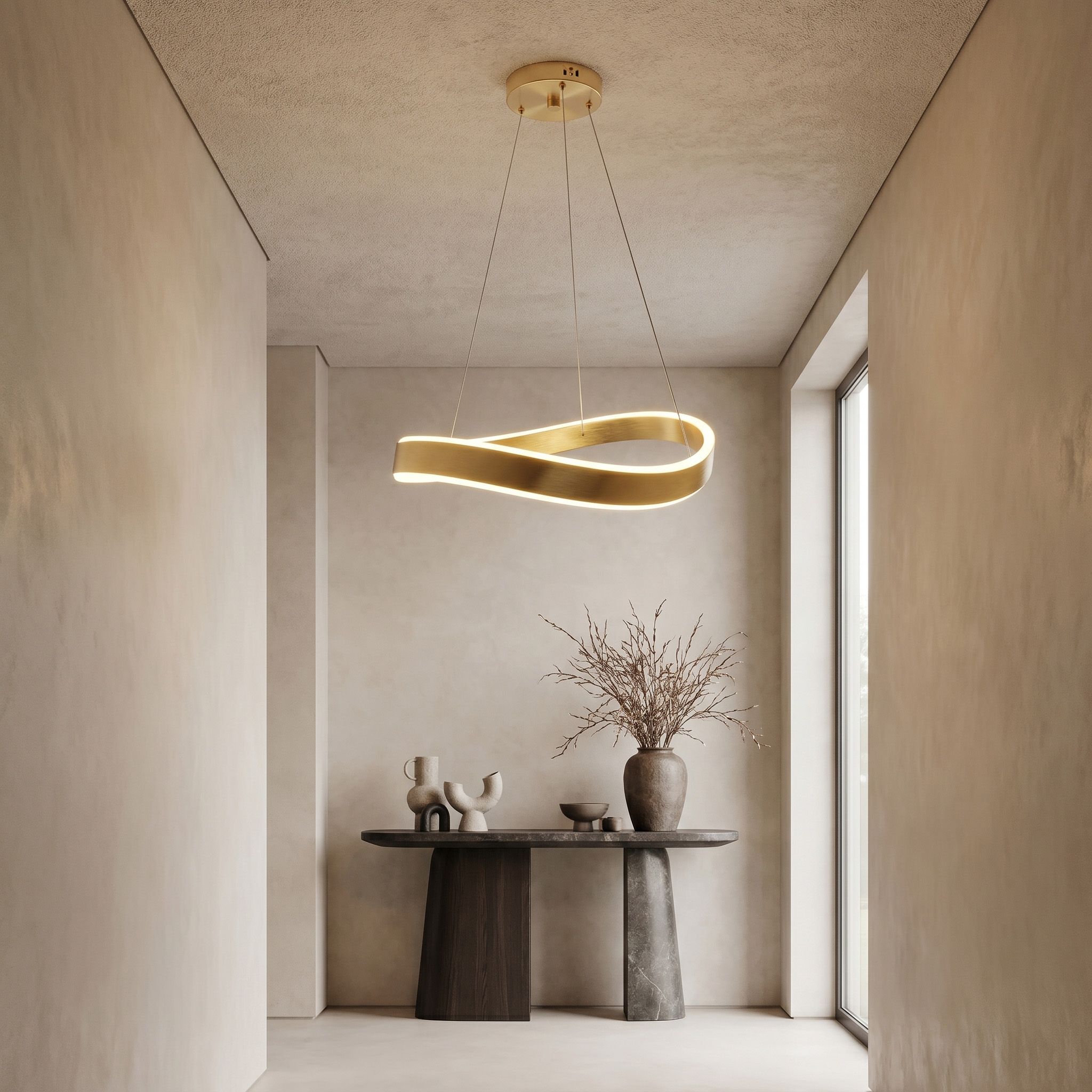 Toolight, LED závesné svietidlo, 60cm, 50W, 4000K, 4000lm, SWE067-CP, zlatá matná, OSW-20167