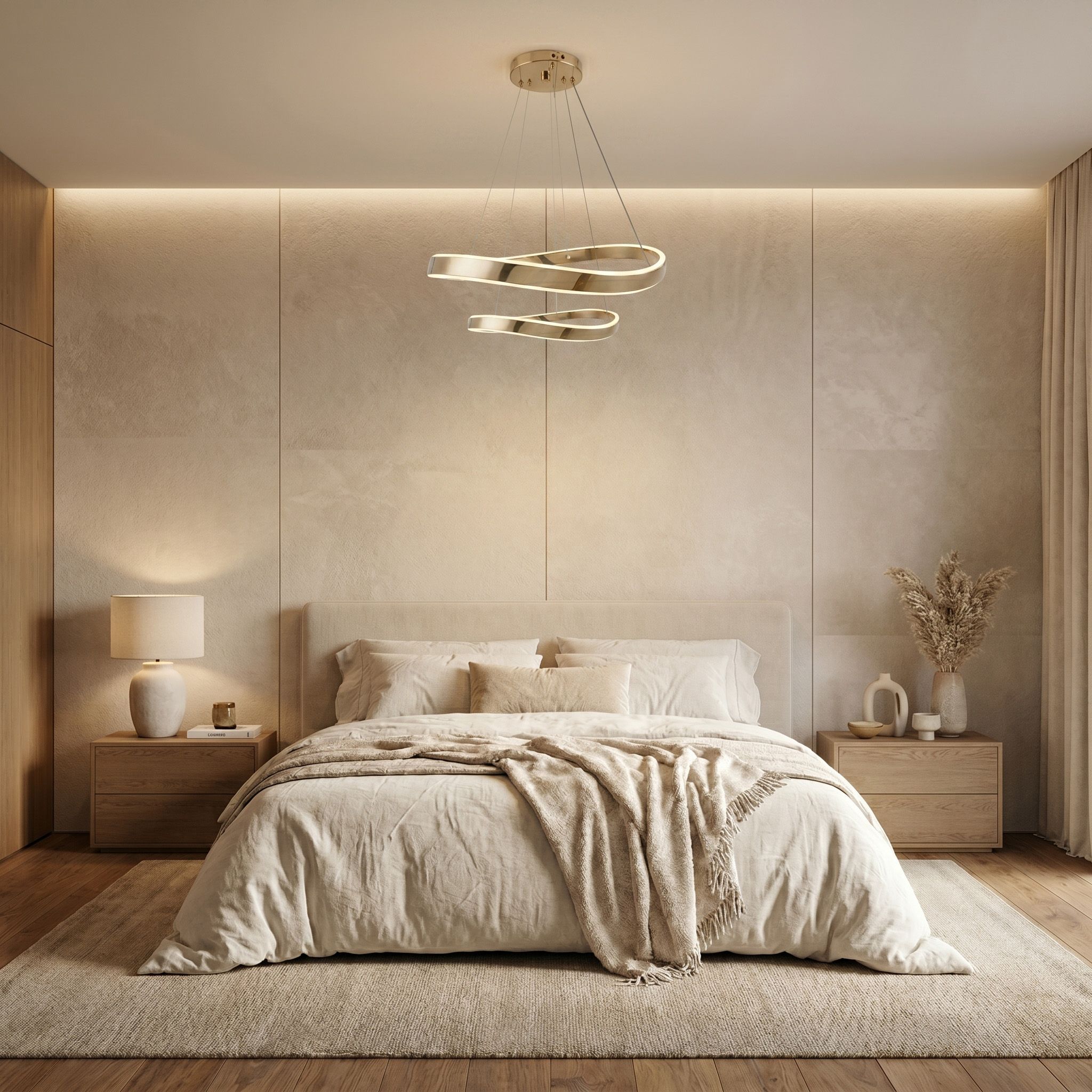 Toolight, LED závesné svietidlo, 60cm, 70W, 4000K, 5000lm SWE063-CP, zlatá lesklá, OSW-20163