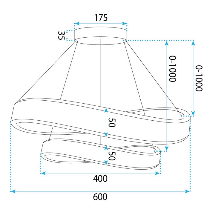 Toolight, LED závesné svietidlo, 60cm, 70W, 4000K, 5000lm SWE063-CP, zlatá lesklá, OSW-20163