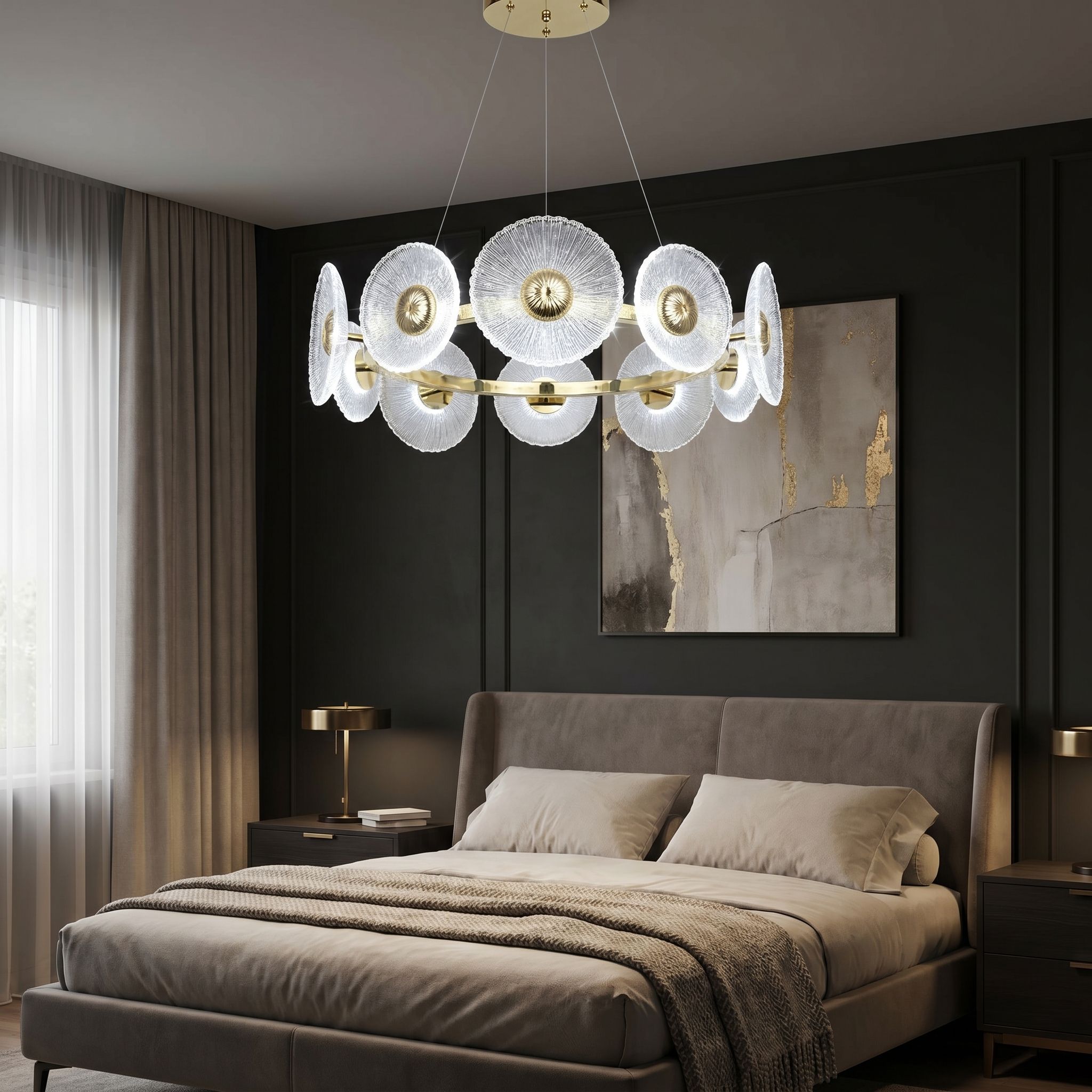 Toolight, LED závesné svietidlo, 60cm, 36W, 4000K, 1000lm, SWE071-CP, zlatá lesklá, OSW-30200