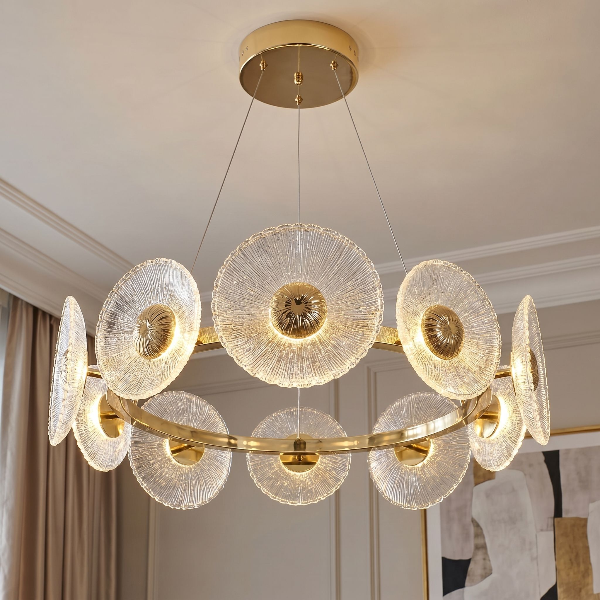 Toolight, LED závesné svietidlo, 60cm, 36W, 4000K, 1000lm, SWE071-CP, zlatá lesklá, OSW-30200