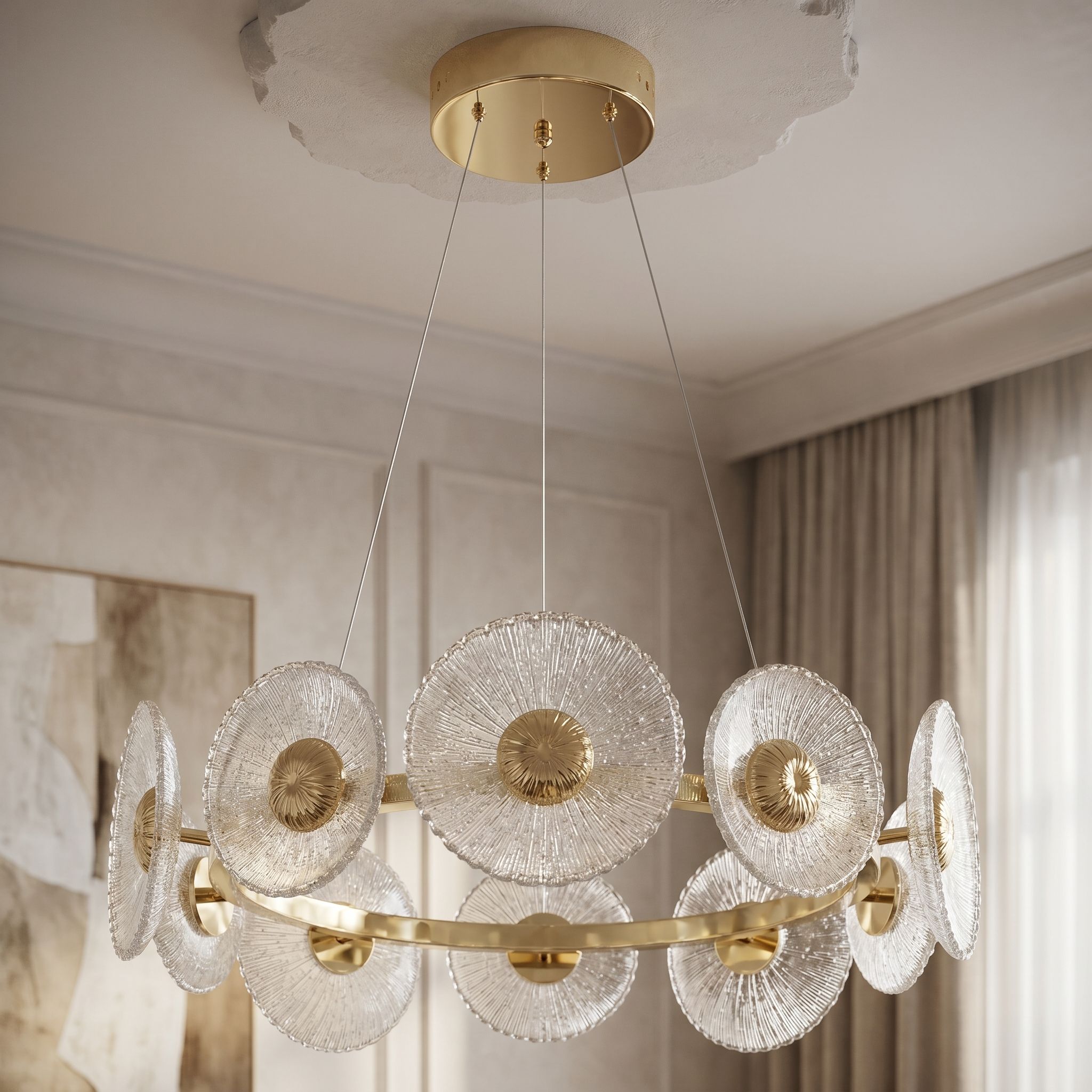 Toolight, LED závesné svietidlo, 60cm, 36W, 4000K, 1000lm, SWE071-CP, zlatá lesklá, OSW-30200