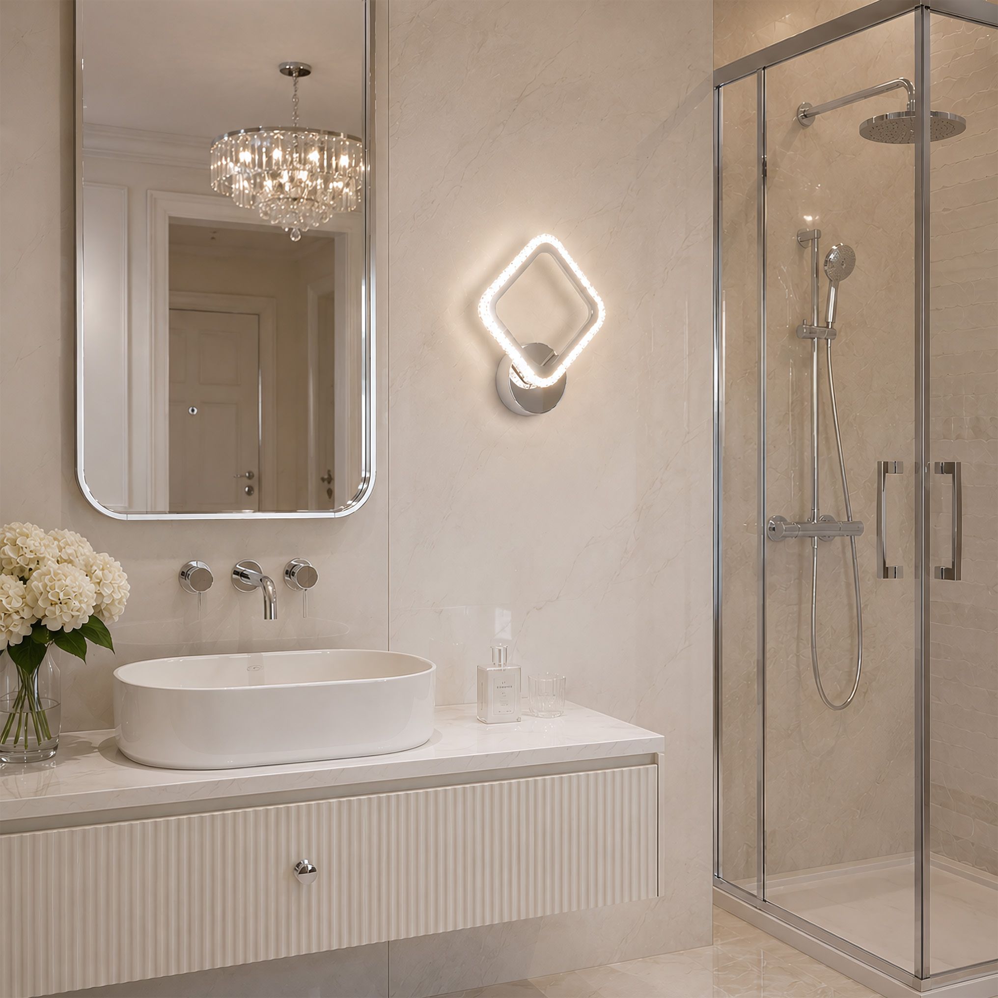 Toolight, LED nástenné svietidlo, 7W, 3000K, 1000 lm, LHJ125-W, chrómová, OSW-03280