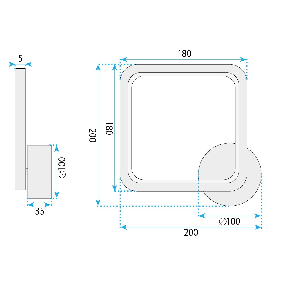 Toolight, LED nástenné svietidlo, 7W, 3000K, 1000 lm, LHJ125-W, chrómová, OSW-03280