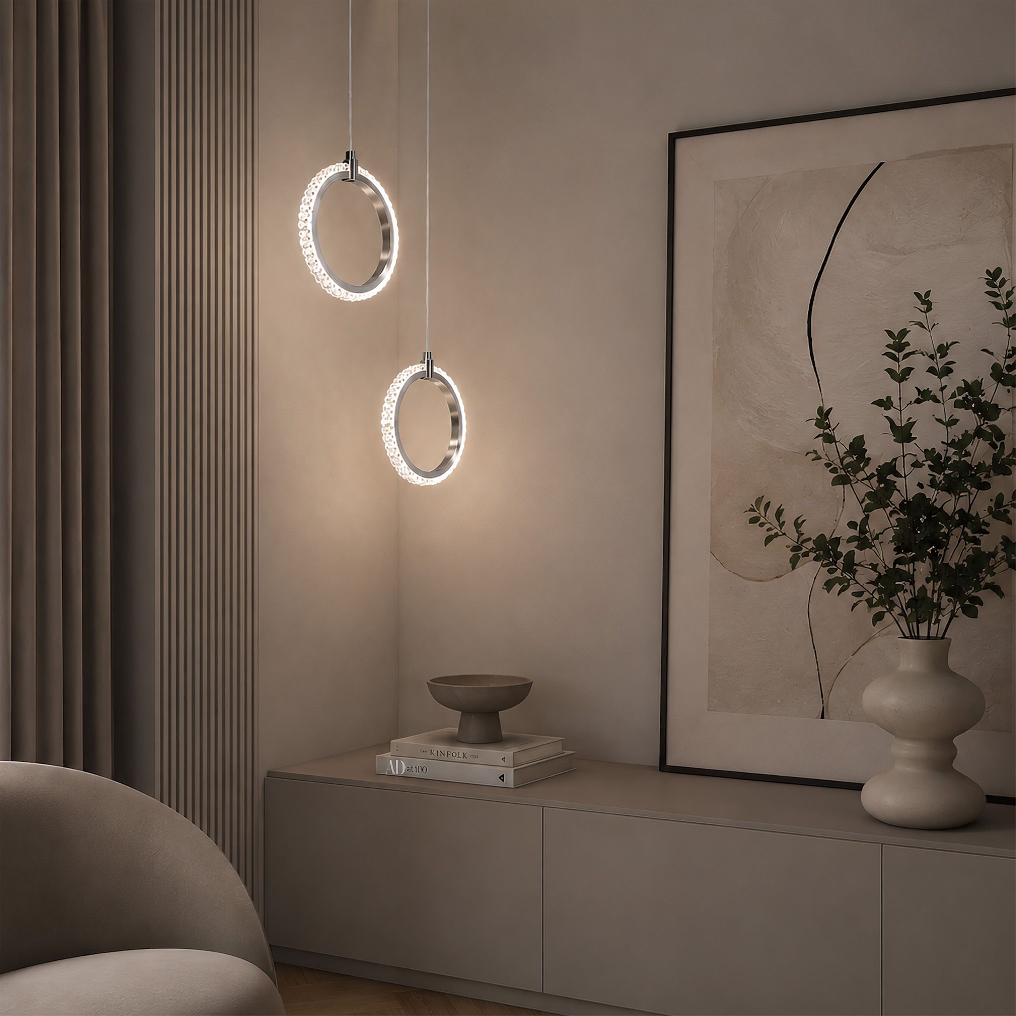 Toolight, LED závesné svietidlo, 9W, 3000K, 1000lm, LHJ126-1CP, chrómová, OSW-03281