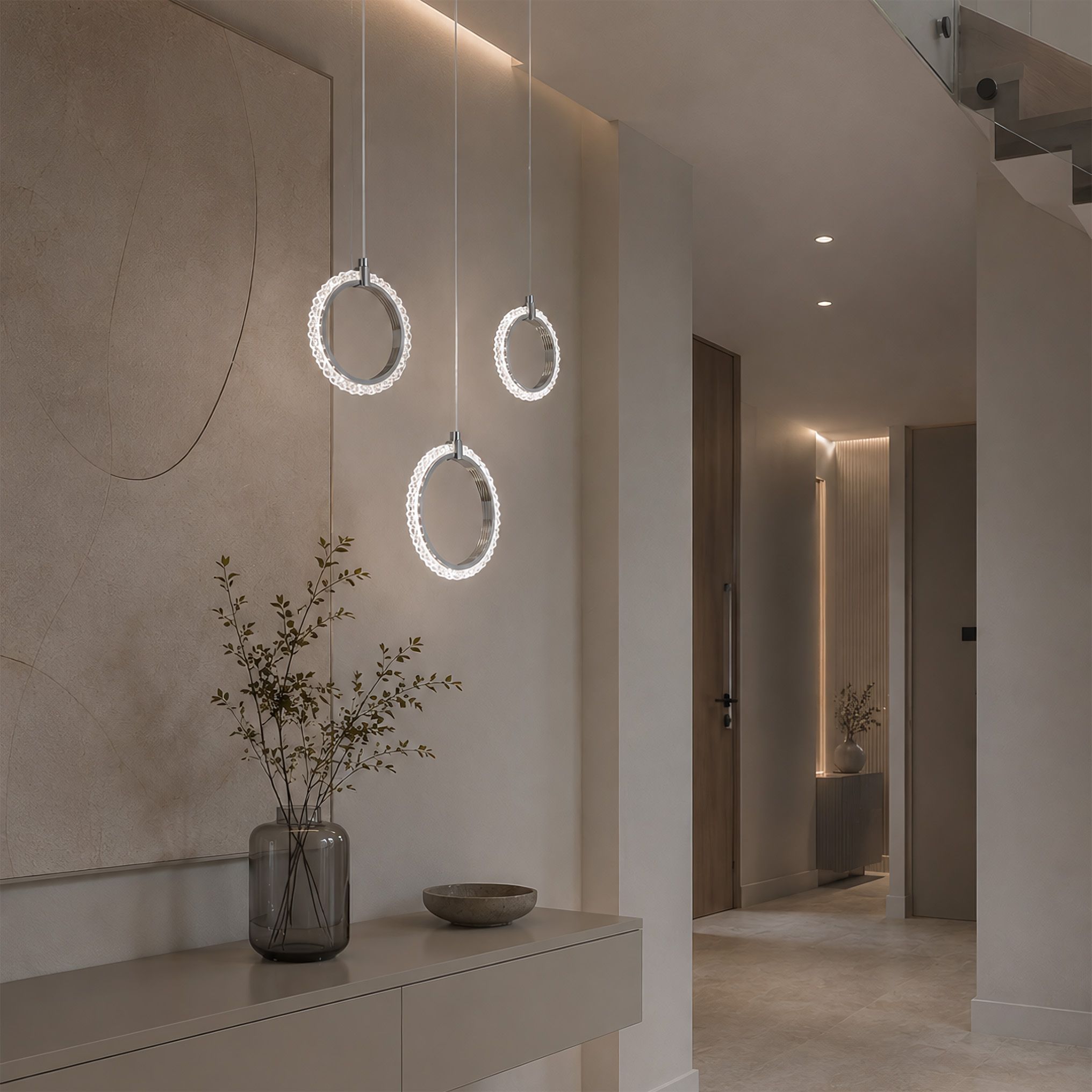 Toolight, LED závesné svietidlo, 9W, 3000K, 1000lm, LHJ126-1CP, chrómová, OSW-03281