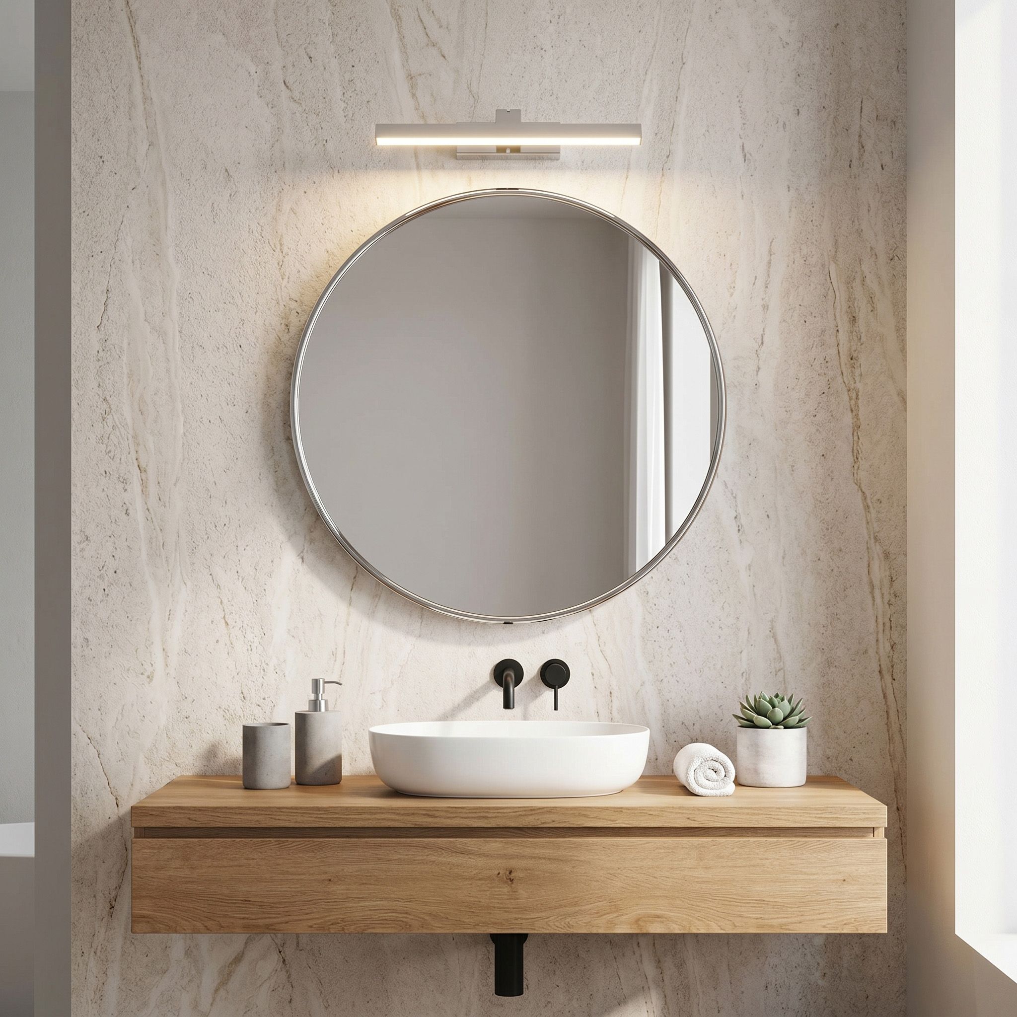 Toolight, LED nástenné svietidlo, 43cm, 8W, 4000K, 1000lm, SWE001-1W, chrómová, OSW-20100