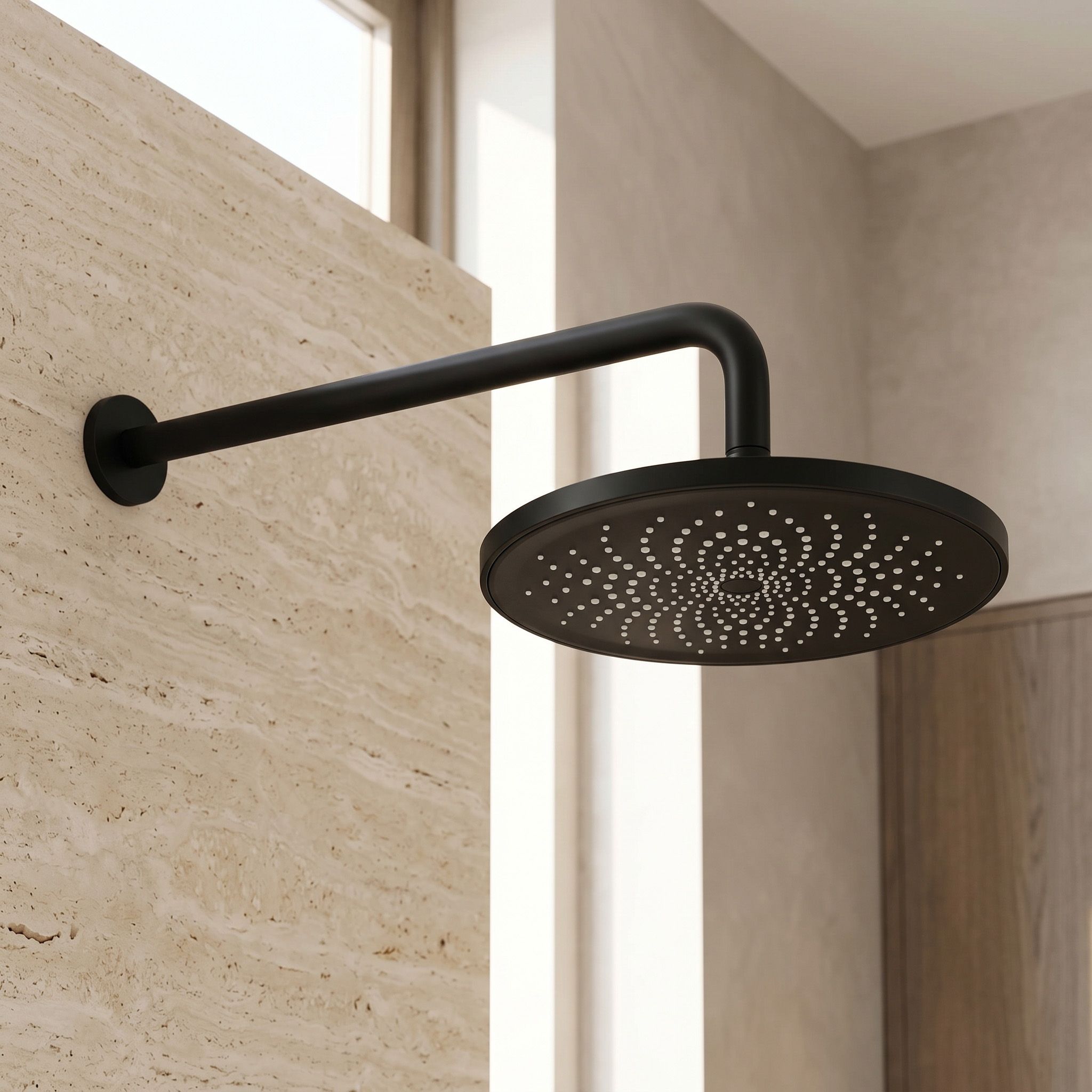 Rea, cap de duș rotund tip ploaie, 225 mm, JS-021B, negru, REA-P0615