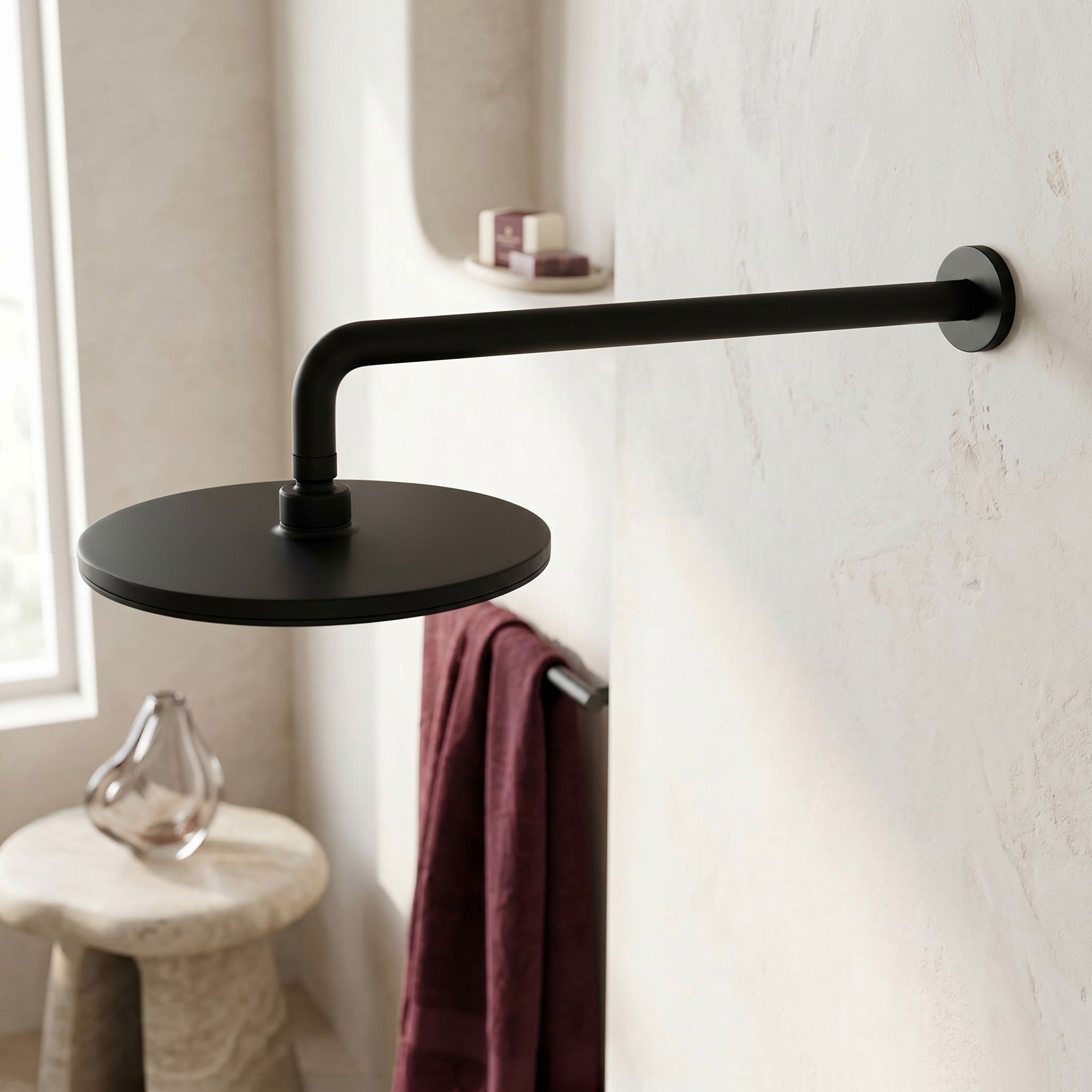 Rea, cap de duș rotund tip ploaie, 225 mm, JS-021B, negru, REA-P0615