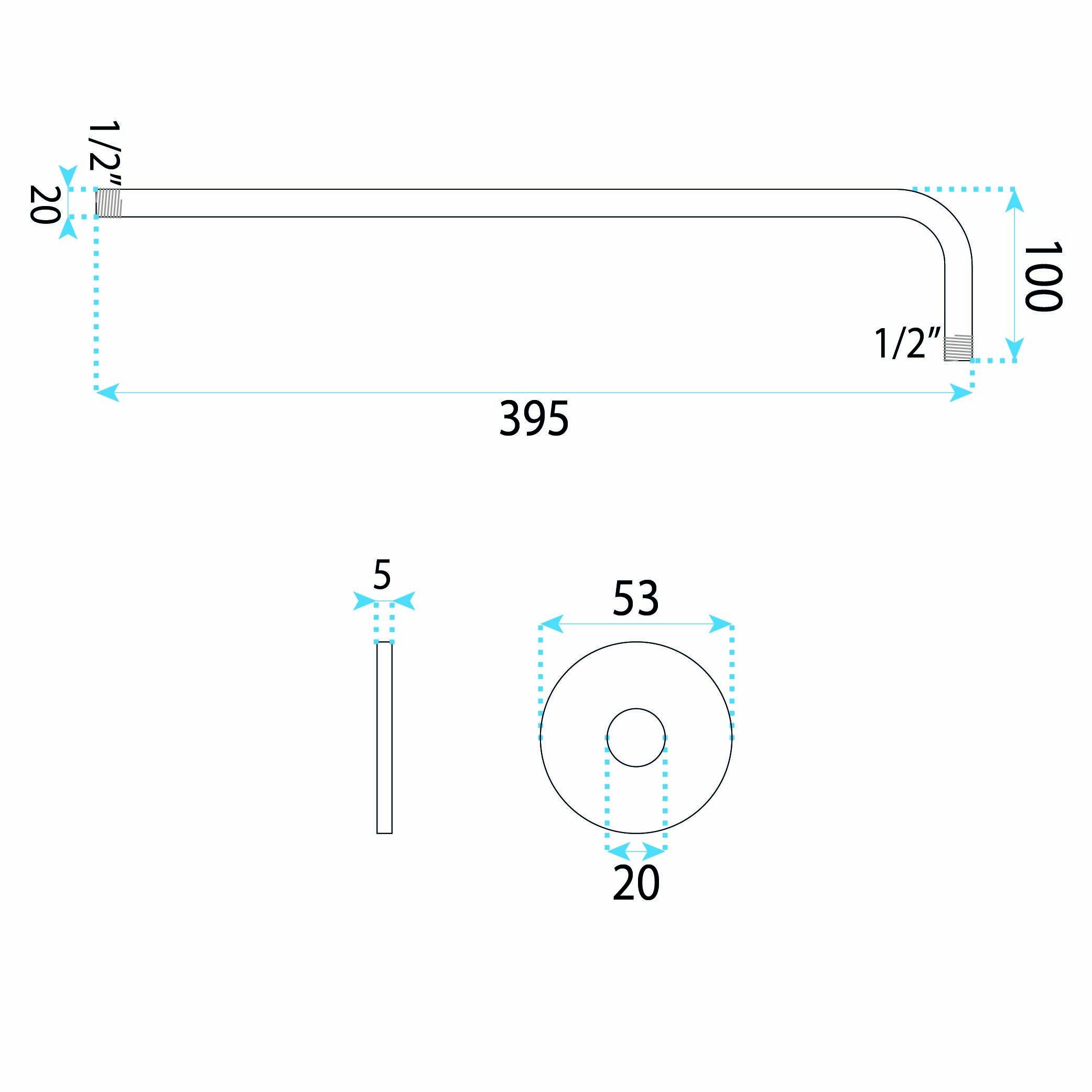 Rea, okrúhle sprchové rameno, JS-9021, 40cm, chrómová, REA-P6400
