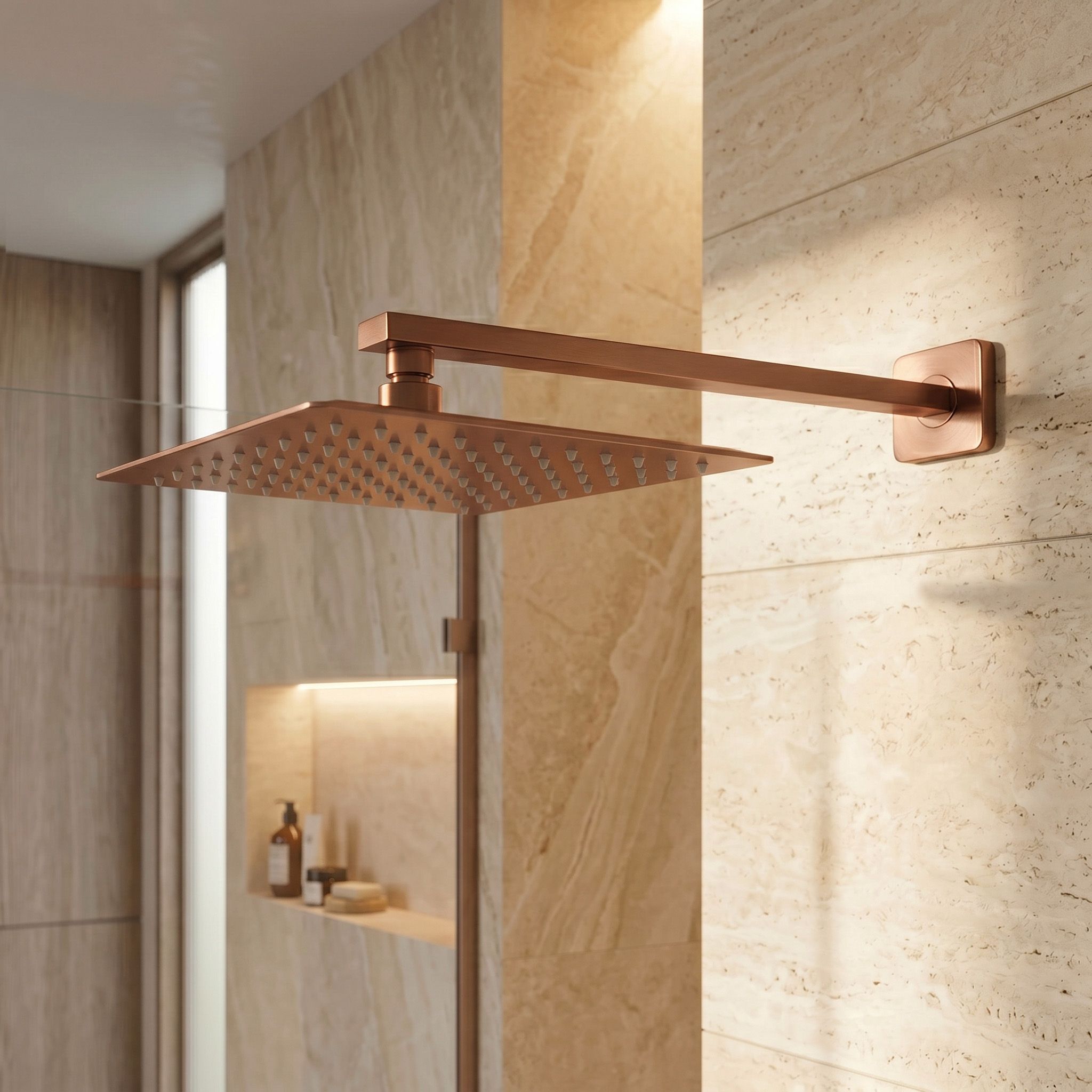 Rea, štvorcové sprchové rameno, JS-9022BRG, 40cm, medená matná, REA-P6406