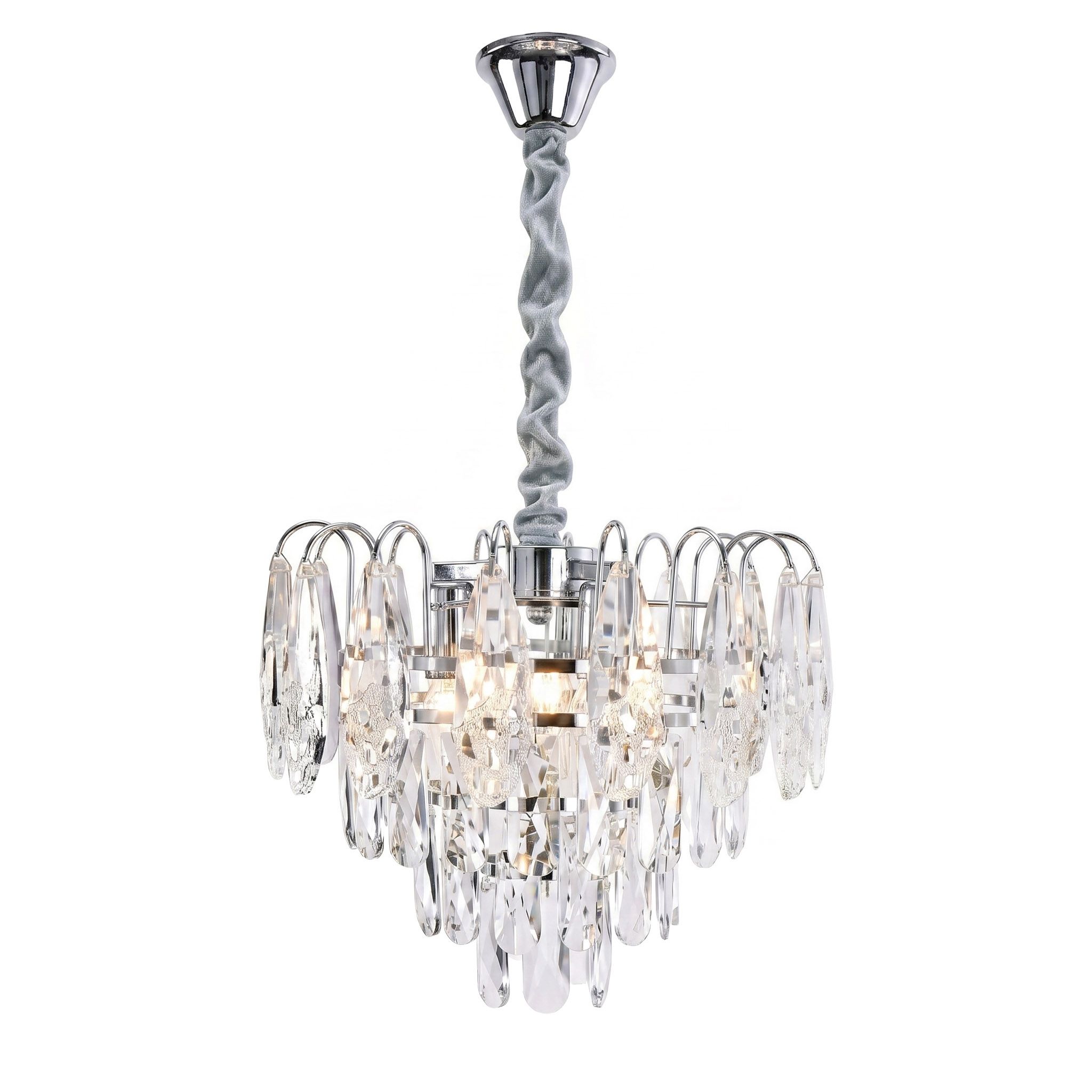 Toolight, krištáľová závesná lampa, SWE077-CP, Ø30 cm, chrómová