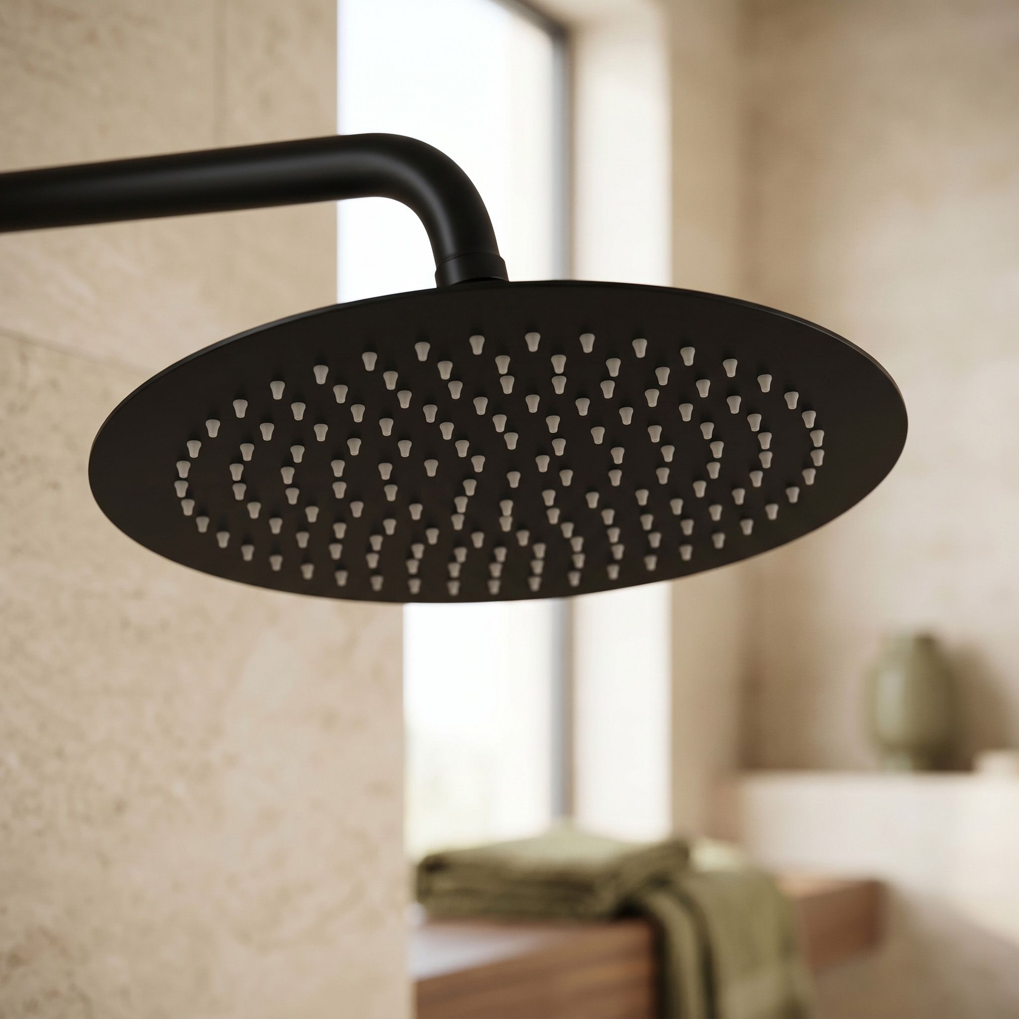 Rea, cap de duș rotund cu efect de ploaie 25 cm, JS-P014B, negru mat, REA-P8601