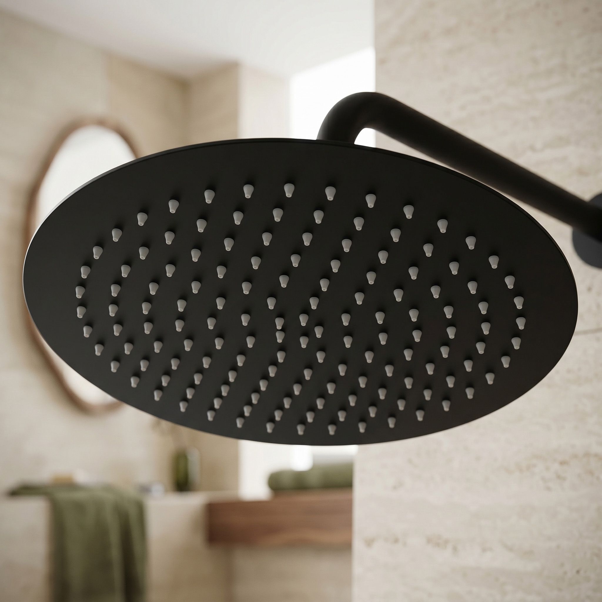 Rea, cap de duș rotund cu efect de ploaie, JS-P014B, 30 cm, negru mat, REA-P8603