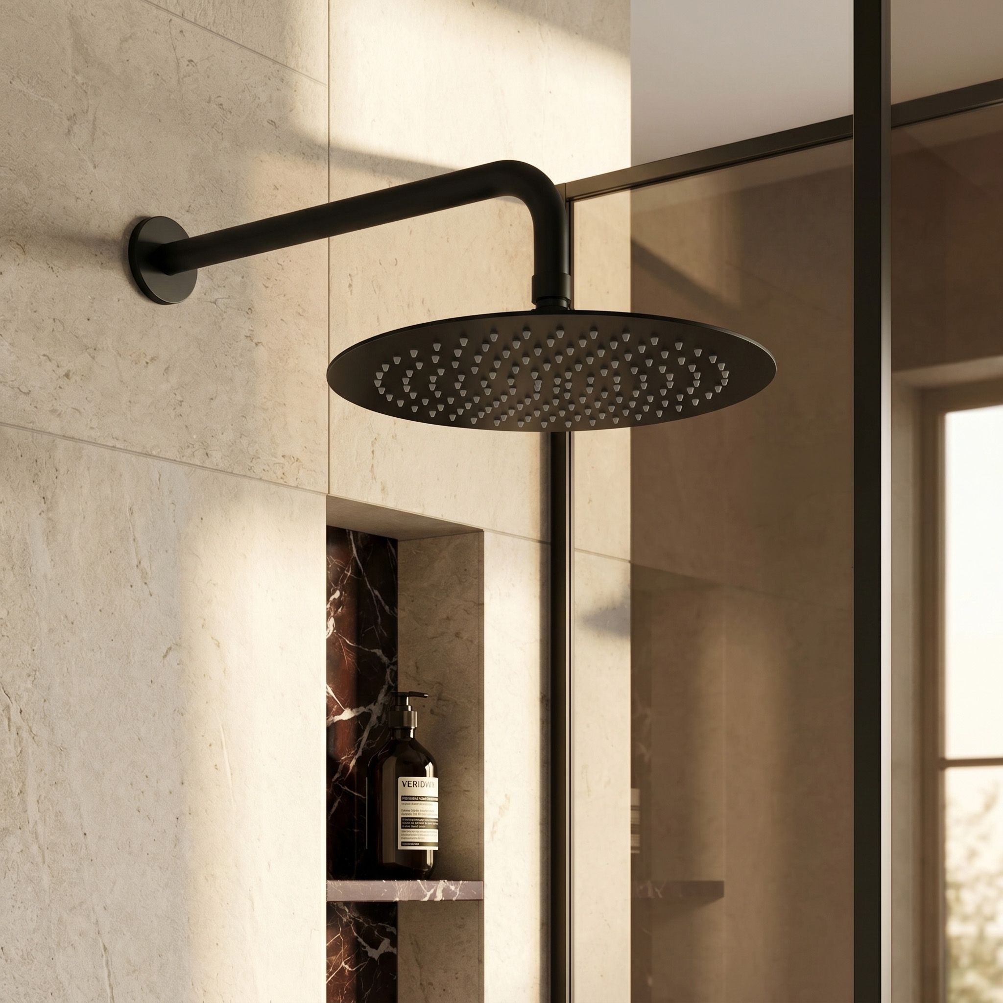 Rea, cap de duș rotund cu efect de ploaie, JS-P014B, 30 cm, negru mat, REA-P8603
