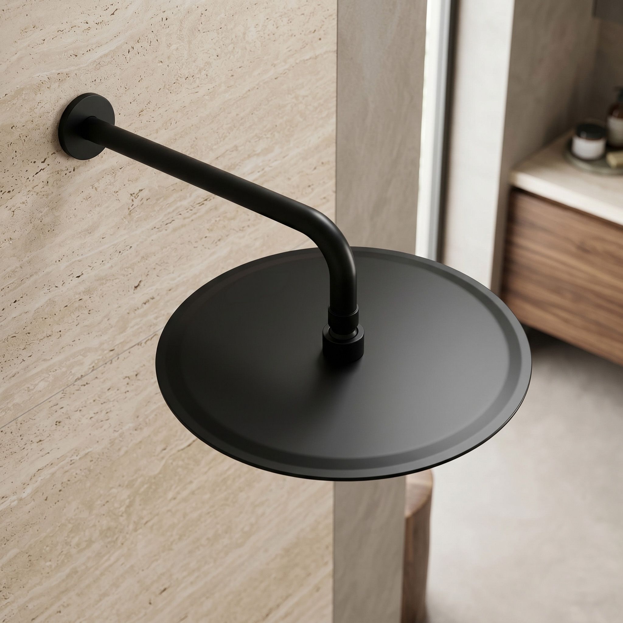 Rea, cap de duș rotund cu efect de ploaie, JS-P014B, 30 cm, negru mat, REA-P8603