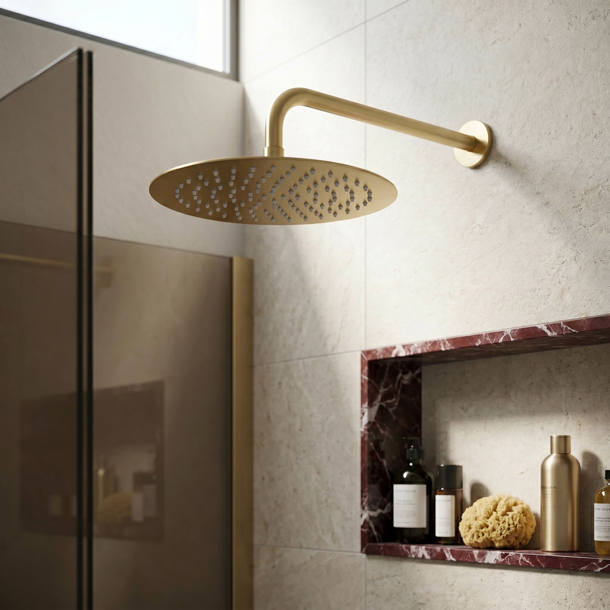 Rea, cap de duș rotund cu efect de ploaie, JS-P014BG, 30 cm, auriu mat, REA-P8604