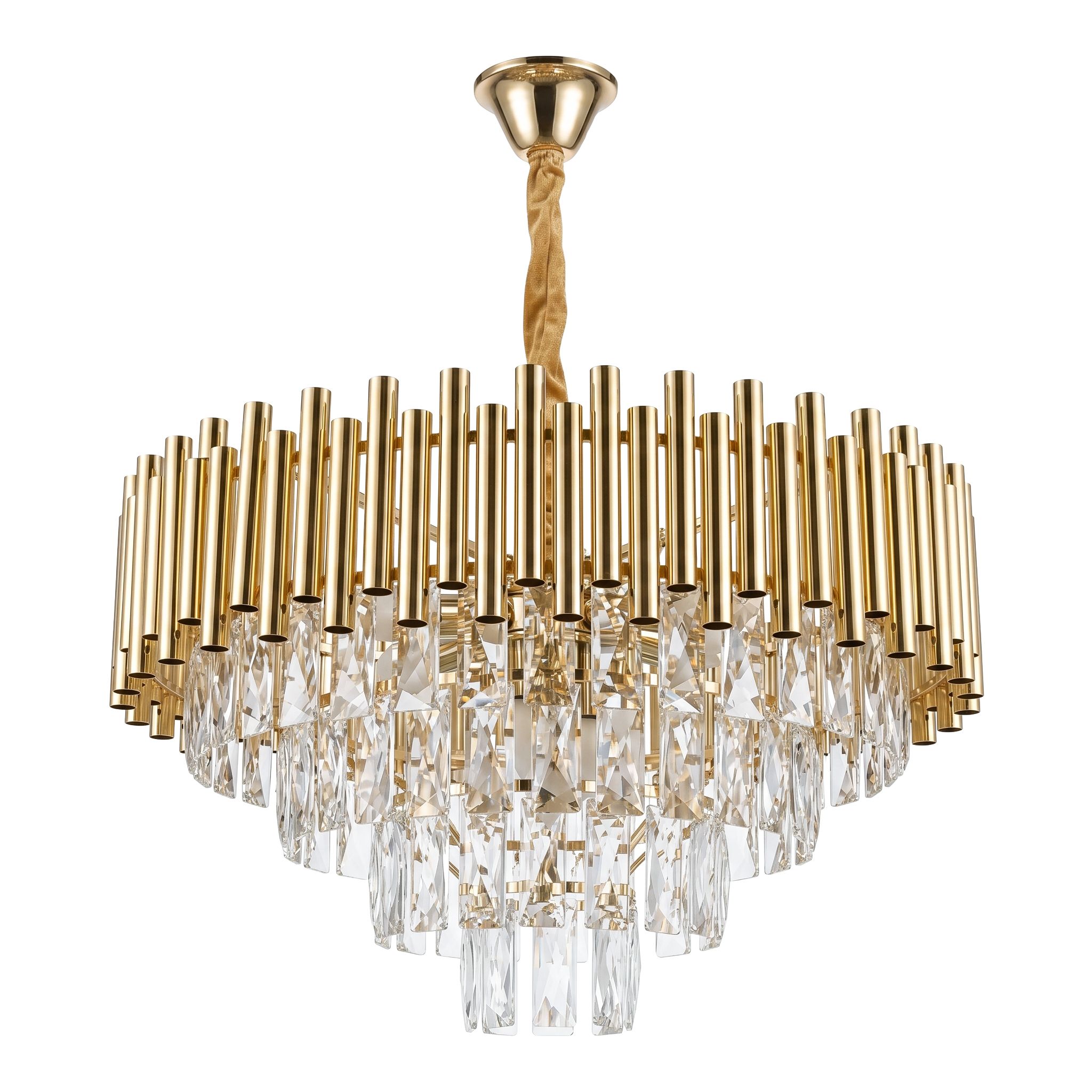 Toolight, krištáľová závesná lampa, SWE103-CP, 9 svetelných bodov, zlatá