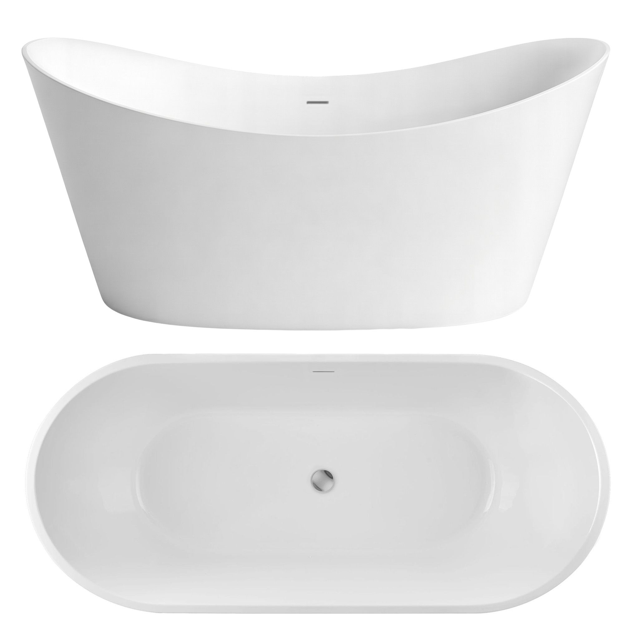 Cadă de baie acrilică independentă Rea Ferrano, 150x74 cm, capac de scurgere cromat, REA-W0089