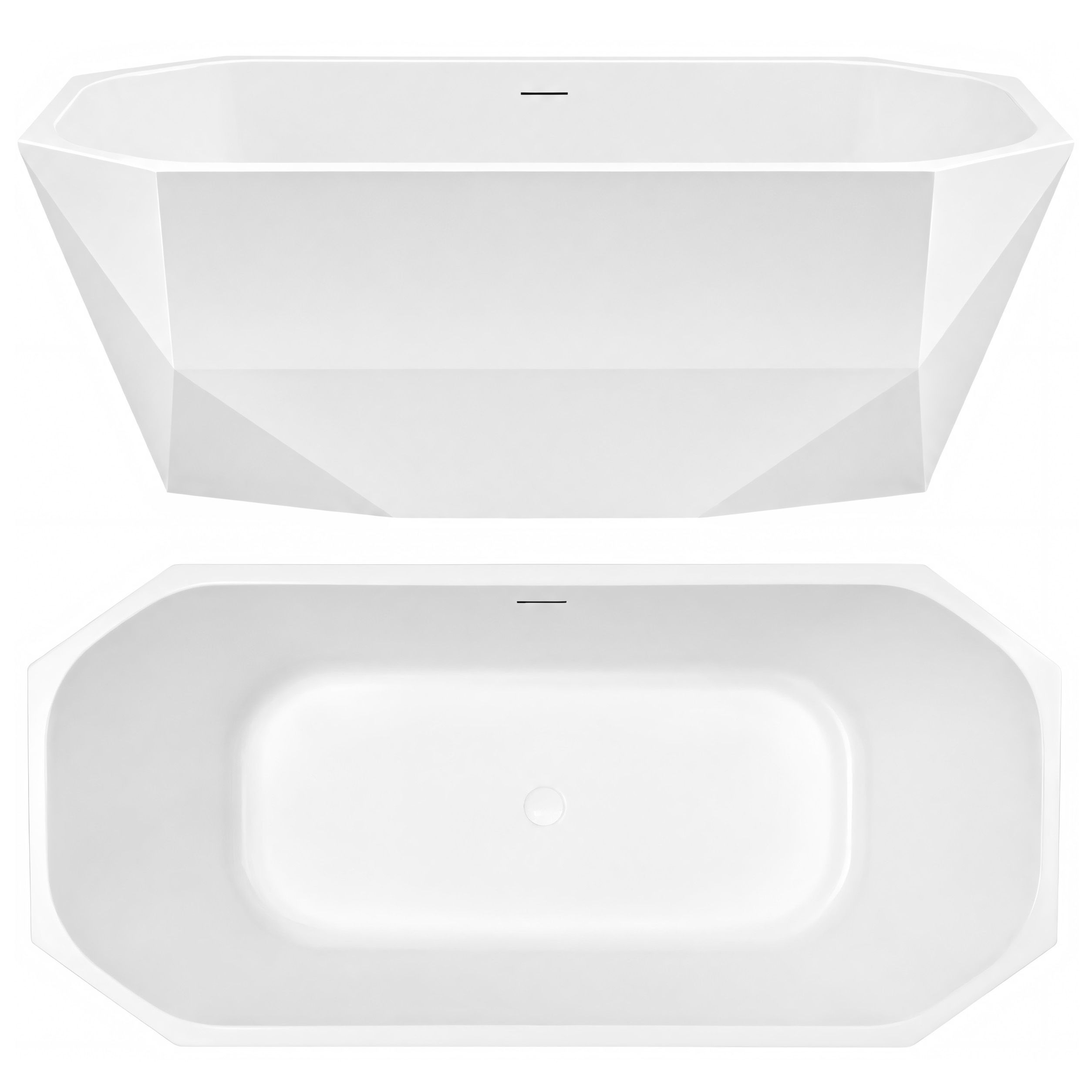 Cadă de baie acrilică independentă Rea Diamanti, 170x58cm, capac de scurgere cupru mat, KPL-W7864