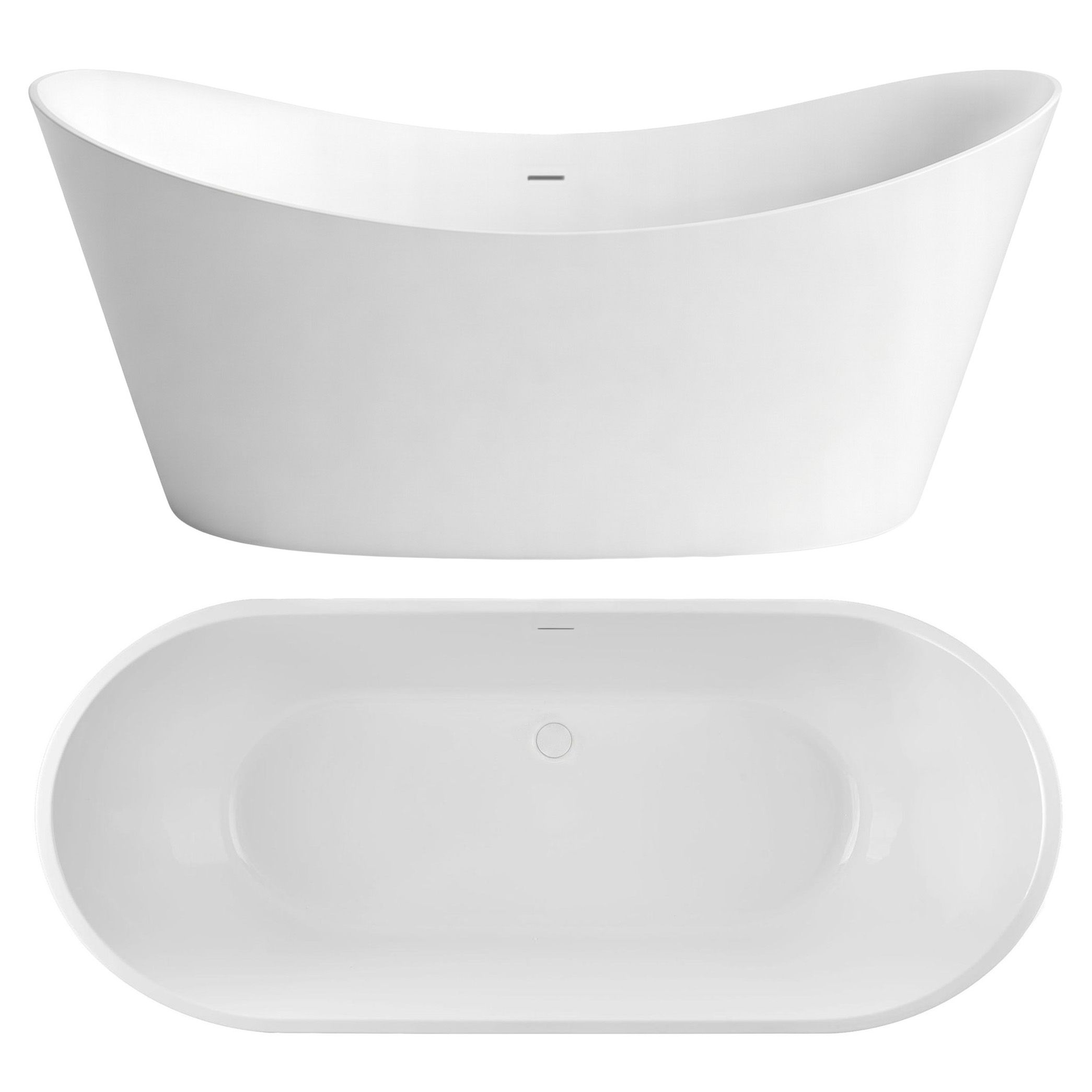 Cadă de baie acrilică independentă Rea Ferrano, 170x65cm, capac de scurgere cupru mat, KPL-W7800