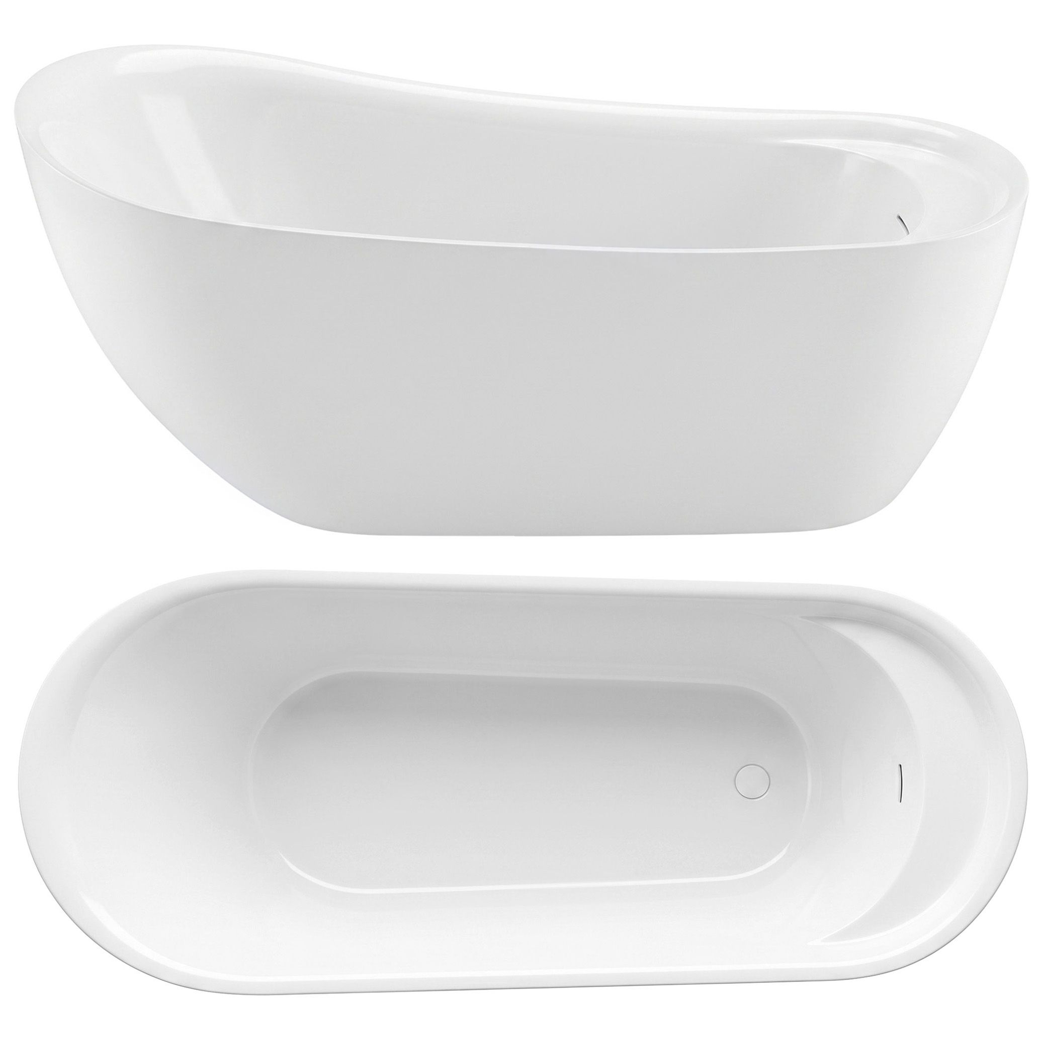 Cadă de baie acrilică independentă Rea Orte, 180x79.5cm, capac de scurgere alb, REA-W1861